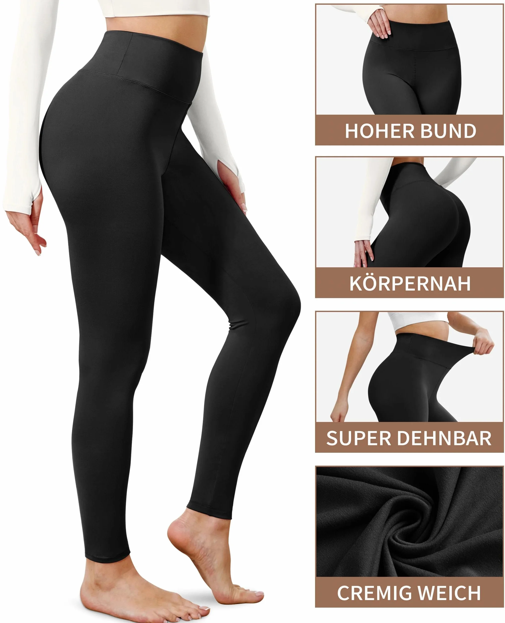BAYDI Creamlush Legginsy damskie z wysokim stanem - miękkie spodnie sportowe, długie, elastyczne legginsy do jogi, pilatesu, na czas wolny, na co dzień (S-5XL)