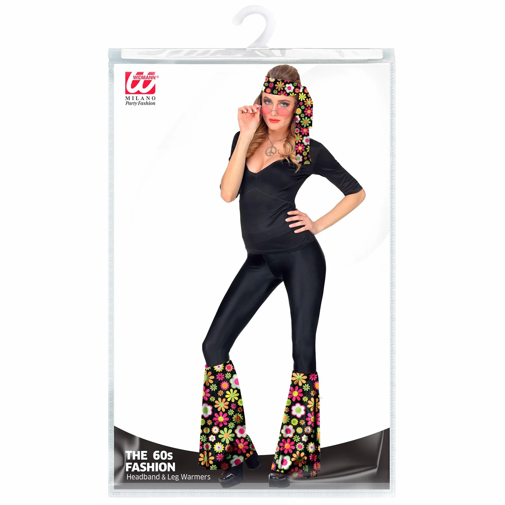 W WIDMANN MILANO Party Fashion - Zestaw hippie 60s / 70s, opaska i rękawice, hippie, reggae, flower power