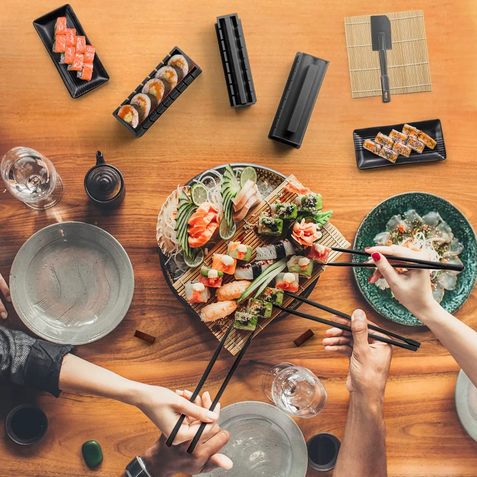 Sushi Maker Zestaw do Robienia Sushi 17 szt Domowy dla początkujących Prezent Czarny