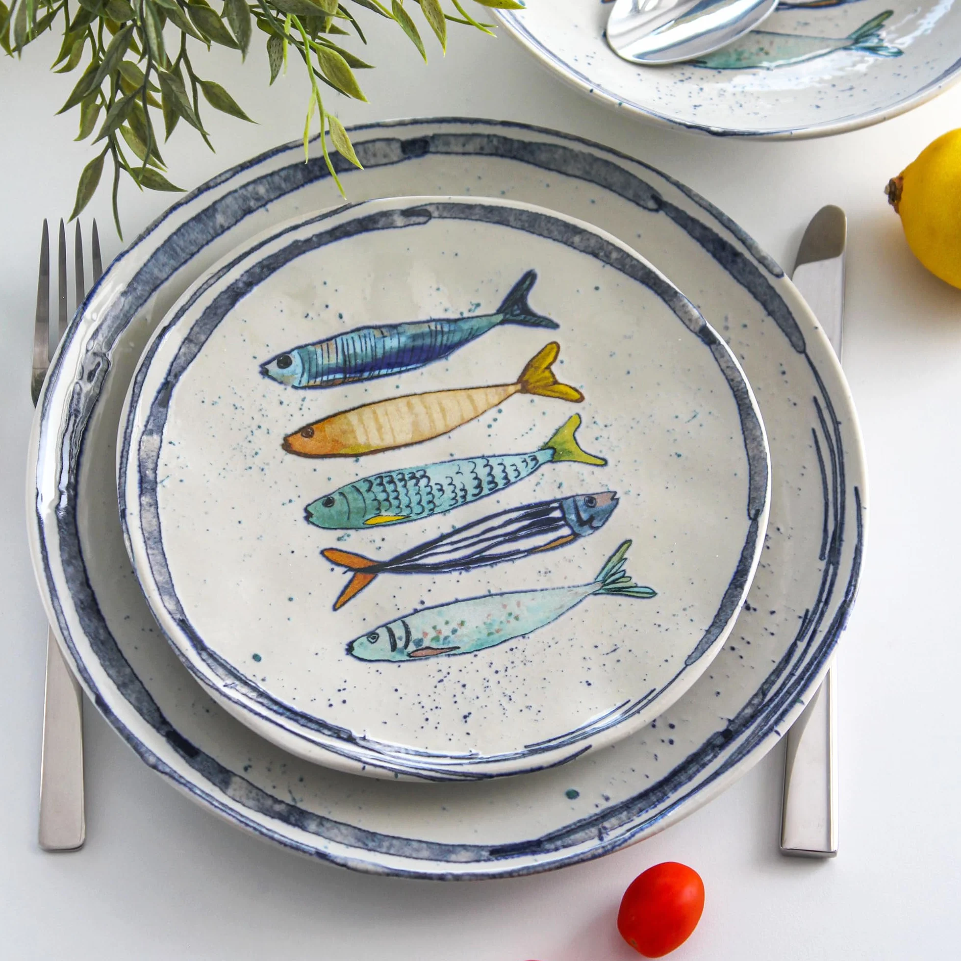 La Mediterranean 18 talerzy dla 6 osób talerze obiadowe deserowe do zupy 26 cm 20 cm
