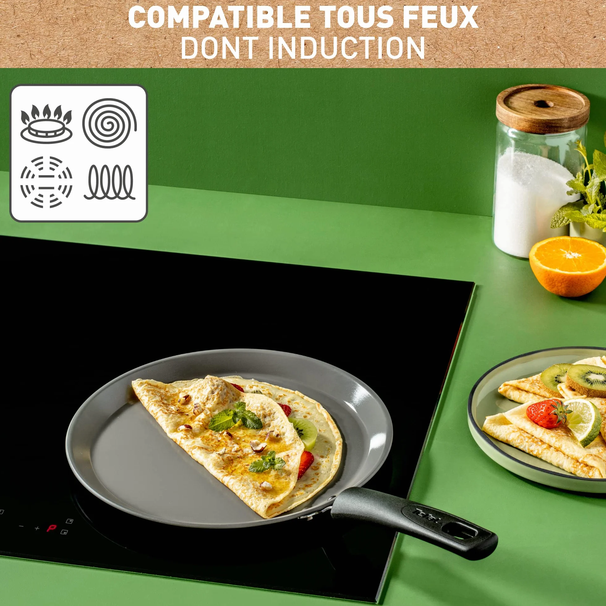 TEFAL Patelnia Naleśnikowa 28 cm Indukcyjna Ceramiczna Thermo-Signal Renew