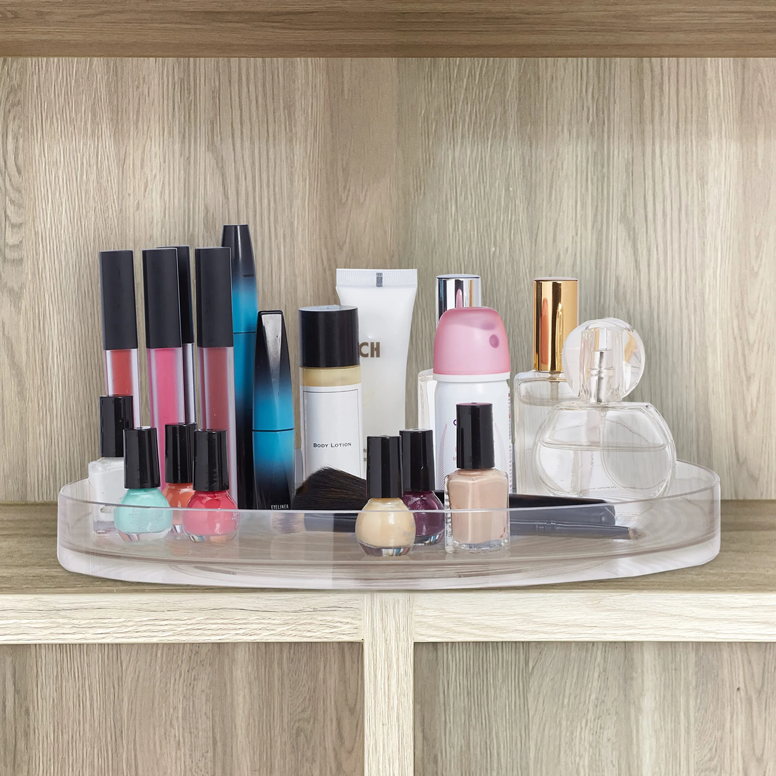 Relaxdays Talerz obrotowy 30 cm organizer na lodówkę z krawędzią przezroczysty