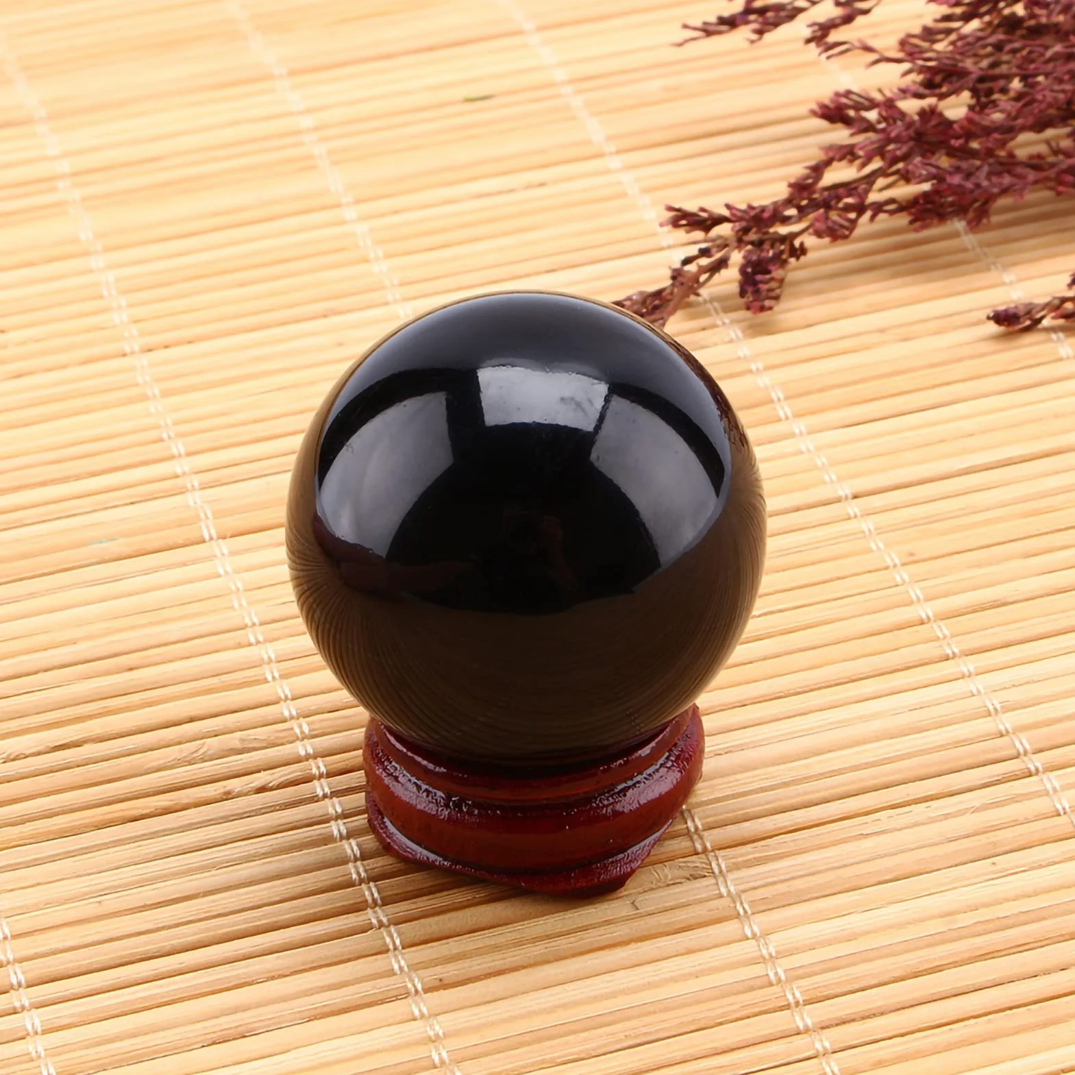 Hztyyier 40 mm naturalny obsydian wulkaniczne szkło dekoracyjna kula medytacji i relaksu for Fengshui