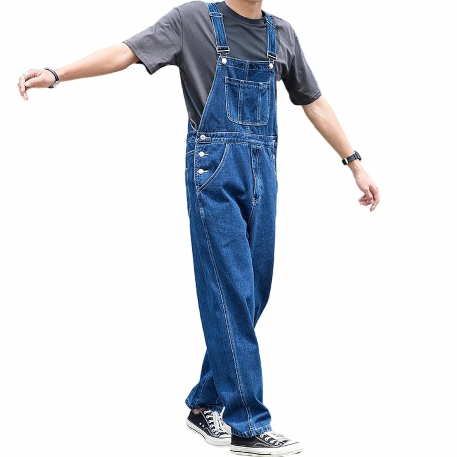 Męskie Ogrodniczki Denim Kombinezony na Szelkach Myte Casual Retro Cargo Jeans Kombinezony Regulowane Ramiączka Odzież Robocza Spodnie,Dark blue,XL