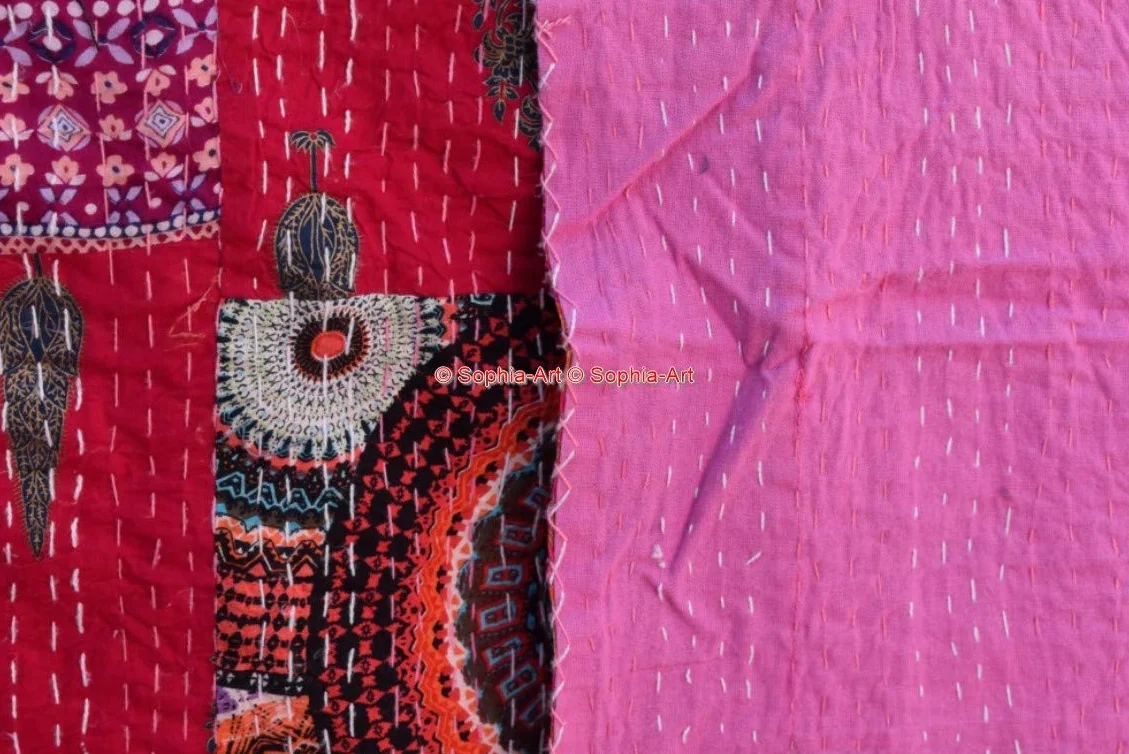 Sophia-Art Koc narzuta na łóżko bawełna sari patchwork 230 x 275 cm