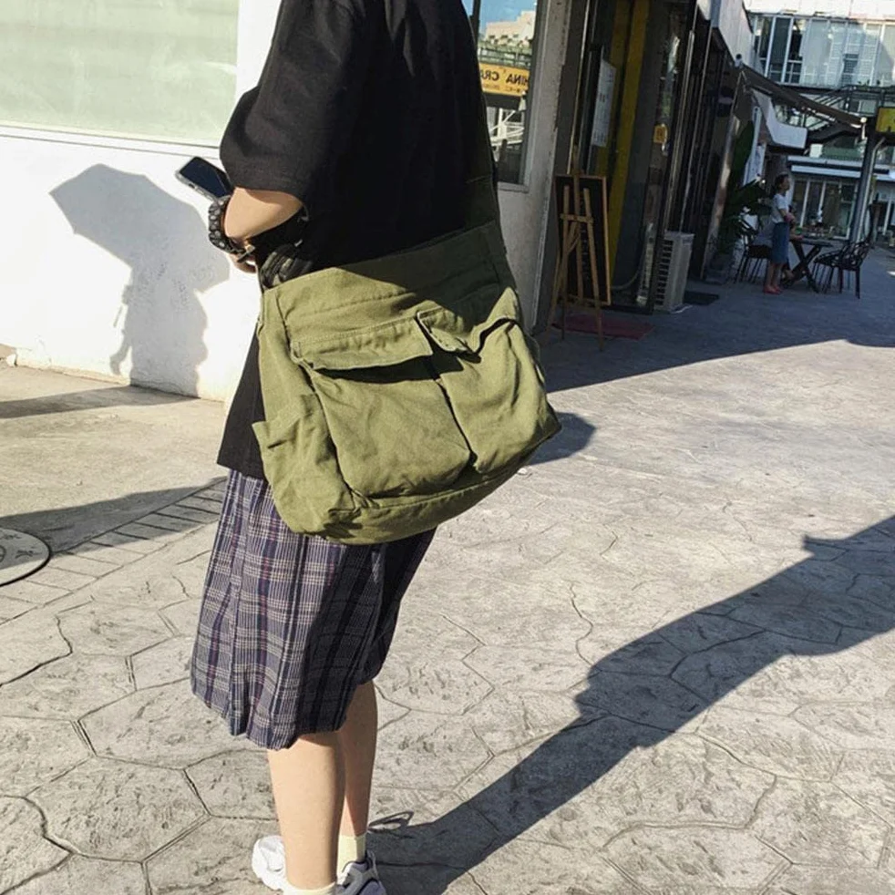 Torba na ramię, Torba na messenger Canvas Duża pojemność Hobo Crossbody Bag z wieloma kieszeniami Casual Bags Shoulder Tote Bag for Women and Men,34 * 15 * 40cm