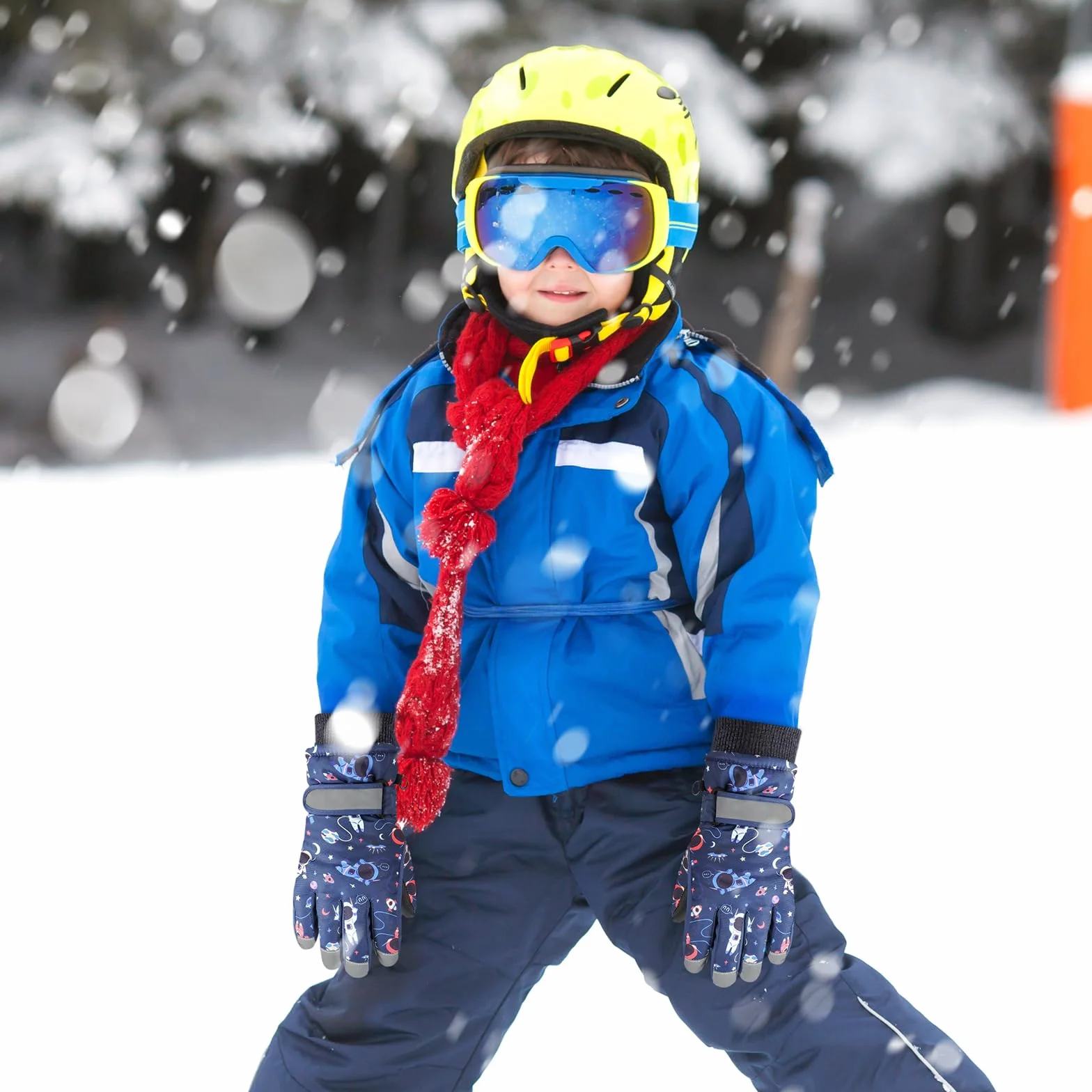 QKURT Rękawiczki narciarskie dla dzieci, zimowe ciepłe rękawiczki śnieżne, wiatroodporne rękawice snowboardowe dla dziewcząt i chłopców, zimne rękawiczki sezonowe dla dzieci od 1 do 9 lat rower i