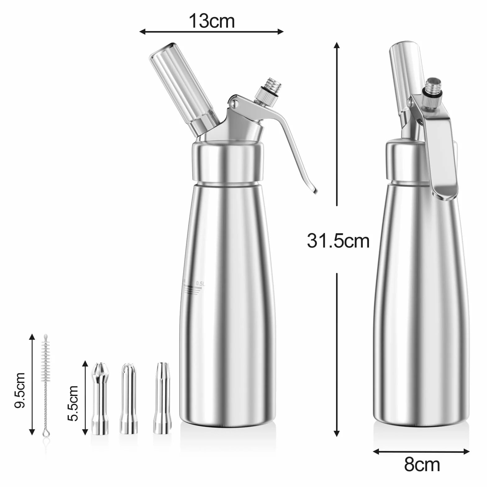 Fousenuk Dozownik do Bitej śmietany 500 ml Stal nierdzewna