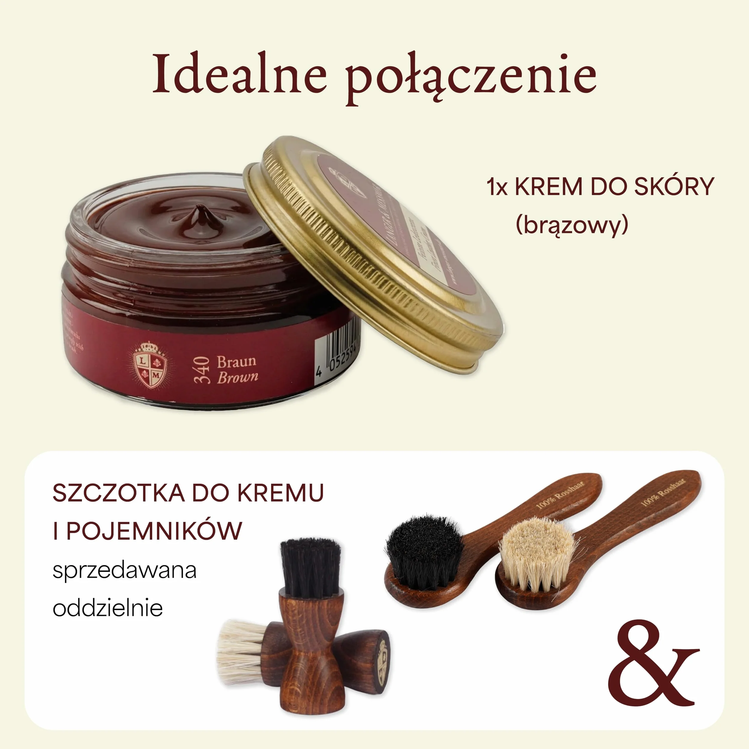 Langer & Messmer najdelikatniejszy krem do pielęgnacji gładkiej skóry – wysokiej jakości pasta do pielęgnacji butów 50 ml | nadaje się do wszystkich butów z gładkiej skóry | brązowy