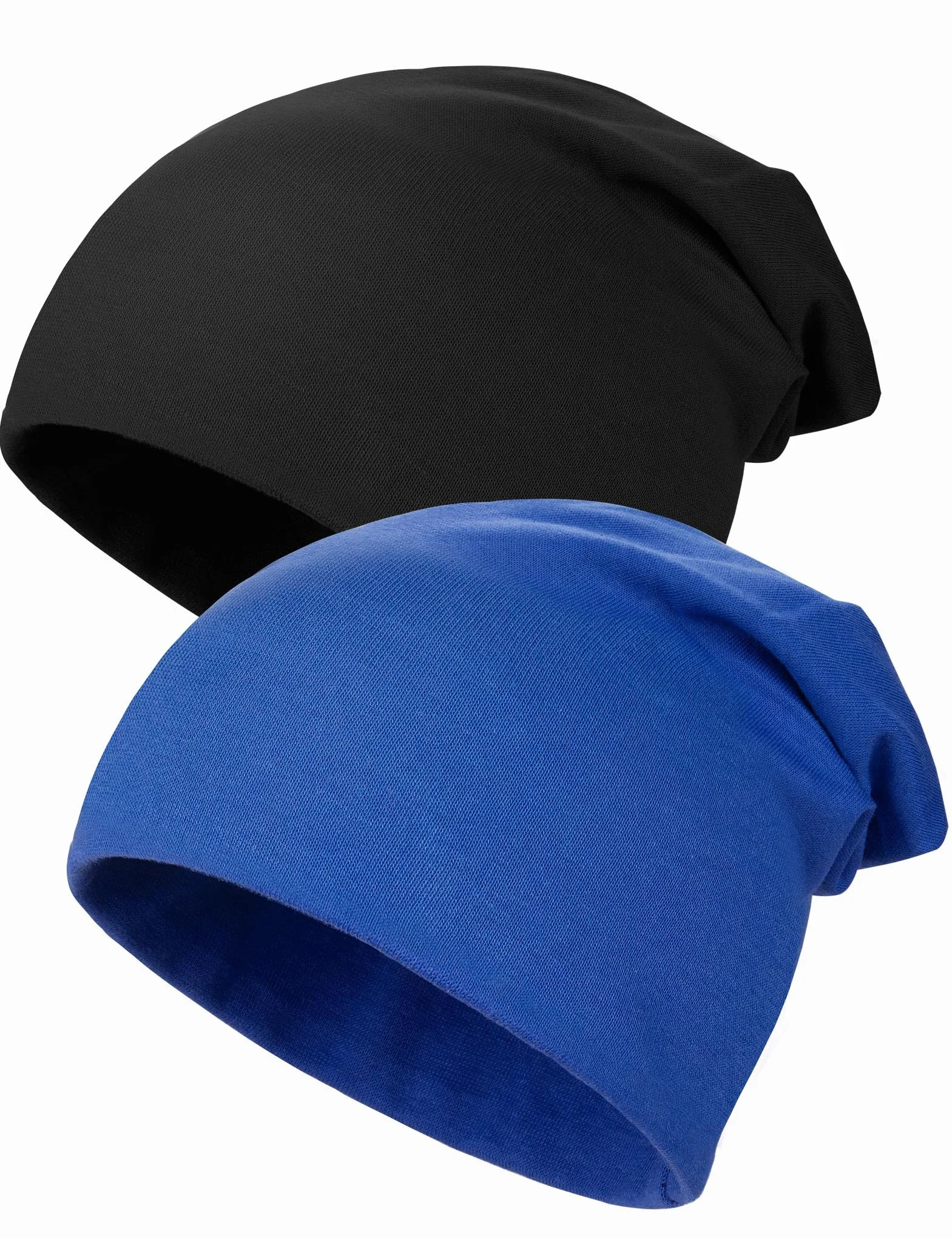Kiiwah 2 czapki dziecięce Slouch Beanie, miękkie czapki zimowe dla chłopców i dziewczynek, ciepłe czapki dziecięce, dwuwarstwowa czapka z dzianiny dla dzieci, na wiosnę, jesień, zimę, czarny