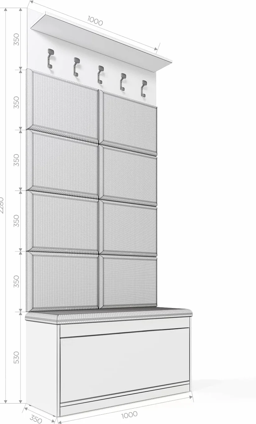 PLATAN ROOM Garderoba ścienna z panelem garderobianym, szafką na buty i szafką wiszącą, 100 cm, garderoba do przedpokoju, zestaw garderobiany na korytarz, dąb dębowy, białe drewno (3-częściowy z 8