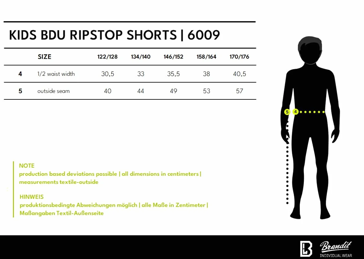 Brandit Kids Bdu Ripstop Shorts - Shorty Uniseks