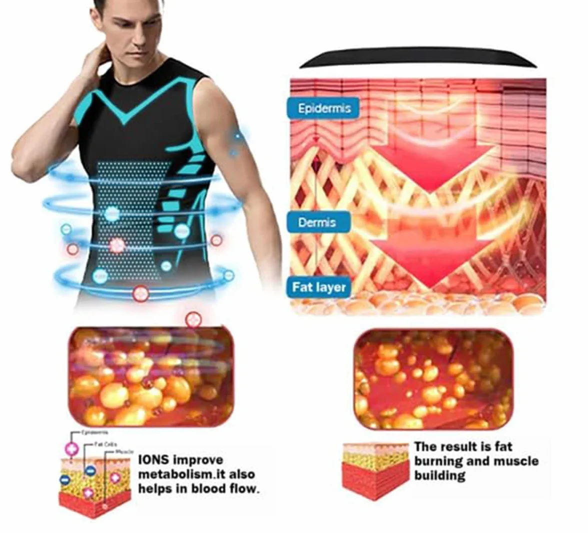 Duneva Vitalvest kamizelka odchudzająca, wersja Ionic Shaping Vest dla mężczyzn, oddychająca i wygodna