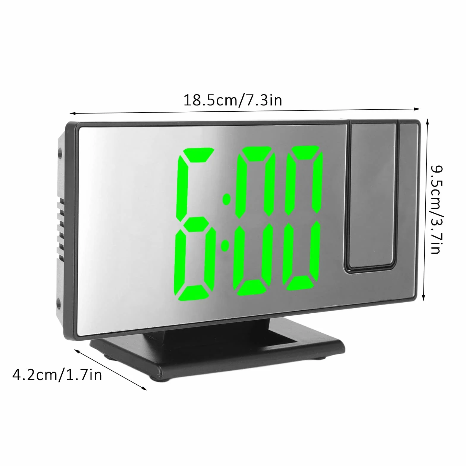 Cyfrowy Budzik z Projekcją LED 180° na Ścianę i Sufit, Zasilanie Bateryjne USB
