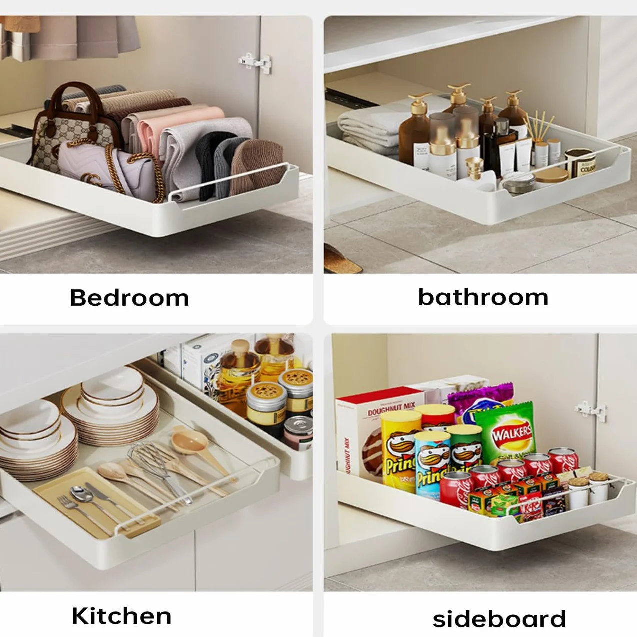 Organizer do szafek wysuwany 43 x 31 x 7 cm z klejem i uchwytem
