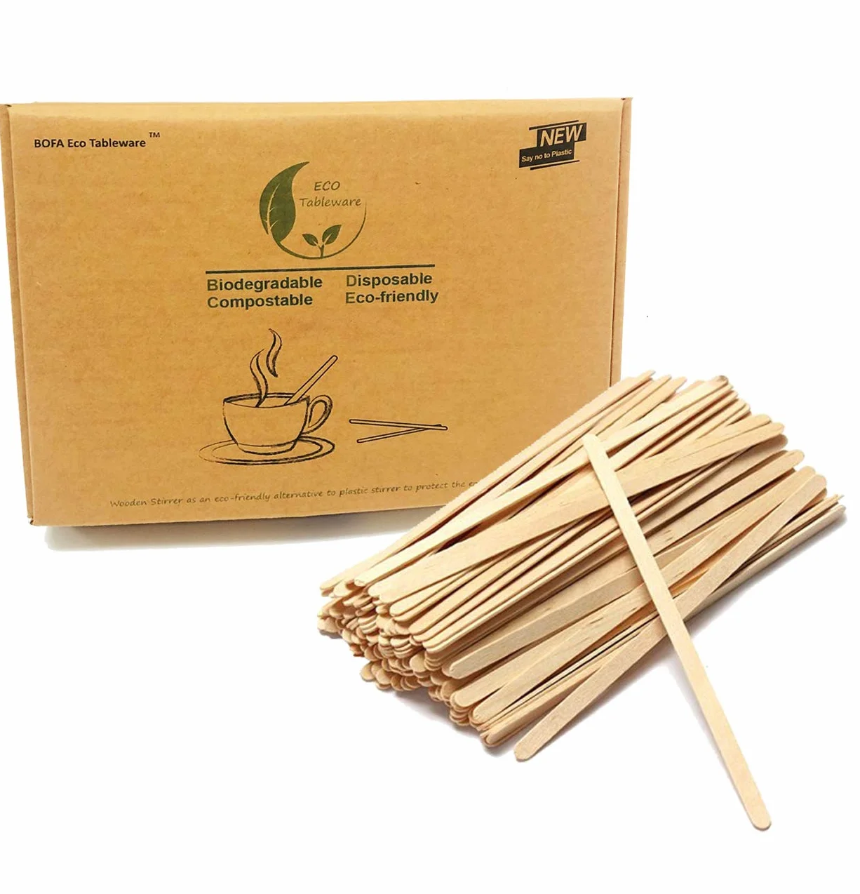 Jednorazowe Agitadores de café de madera de 14 cm, 1000 sztuk cajas de bebidas de batir, desechables, biodegradables, para fiestas, barbacoas, camping, restaurantes