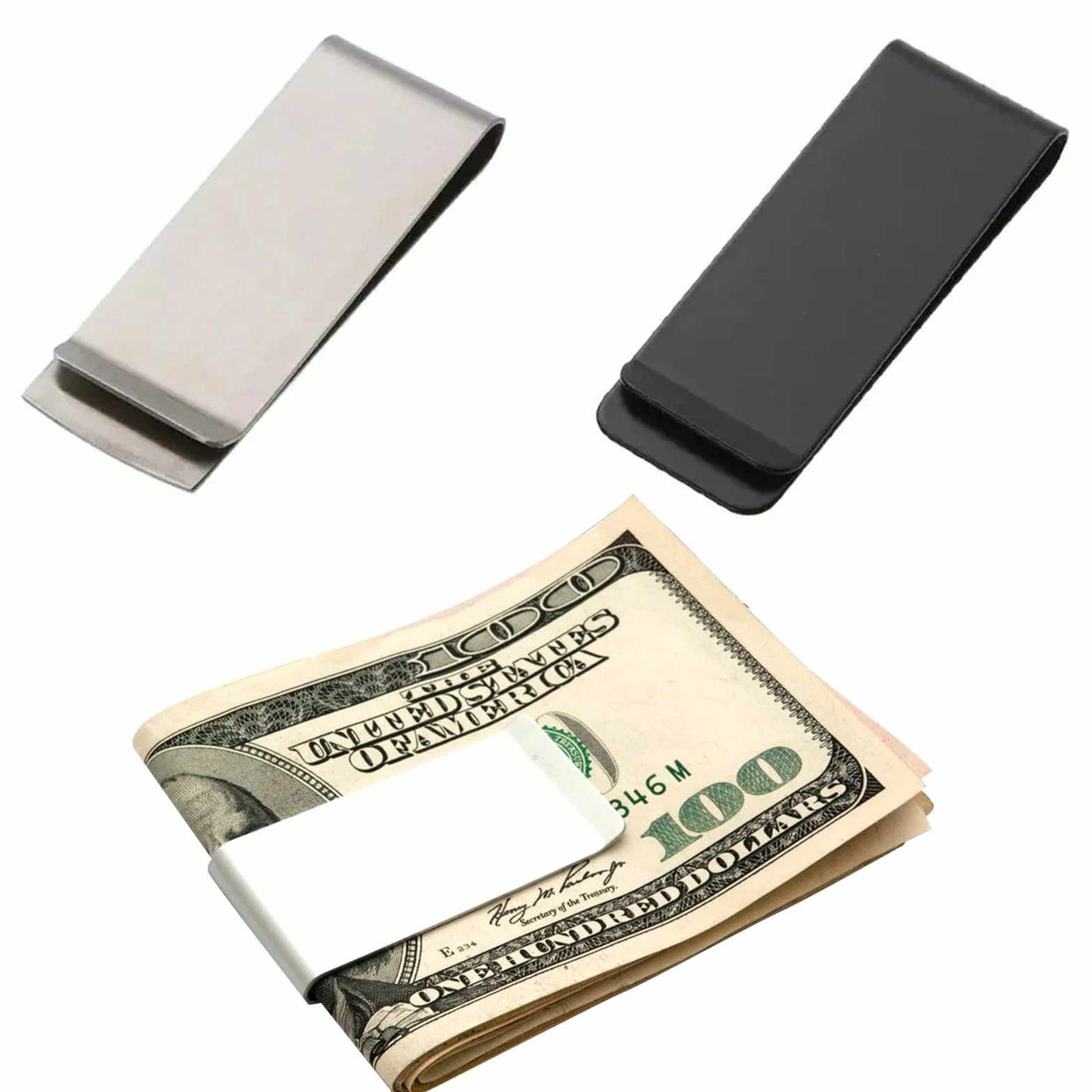 Klips do banknotów ze stali nierdzewnej, klips do banknotów ze stali nierdzewnej, męski klips do banknotów, cienki metalowy klips na pieniądze, do rachunku z klipsem na karty pieniężne, Czarny, 1 EU