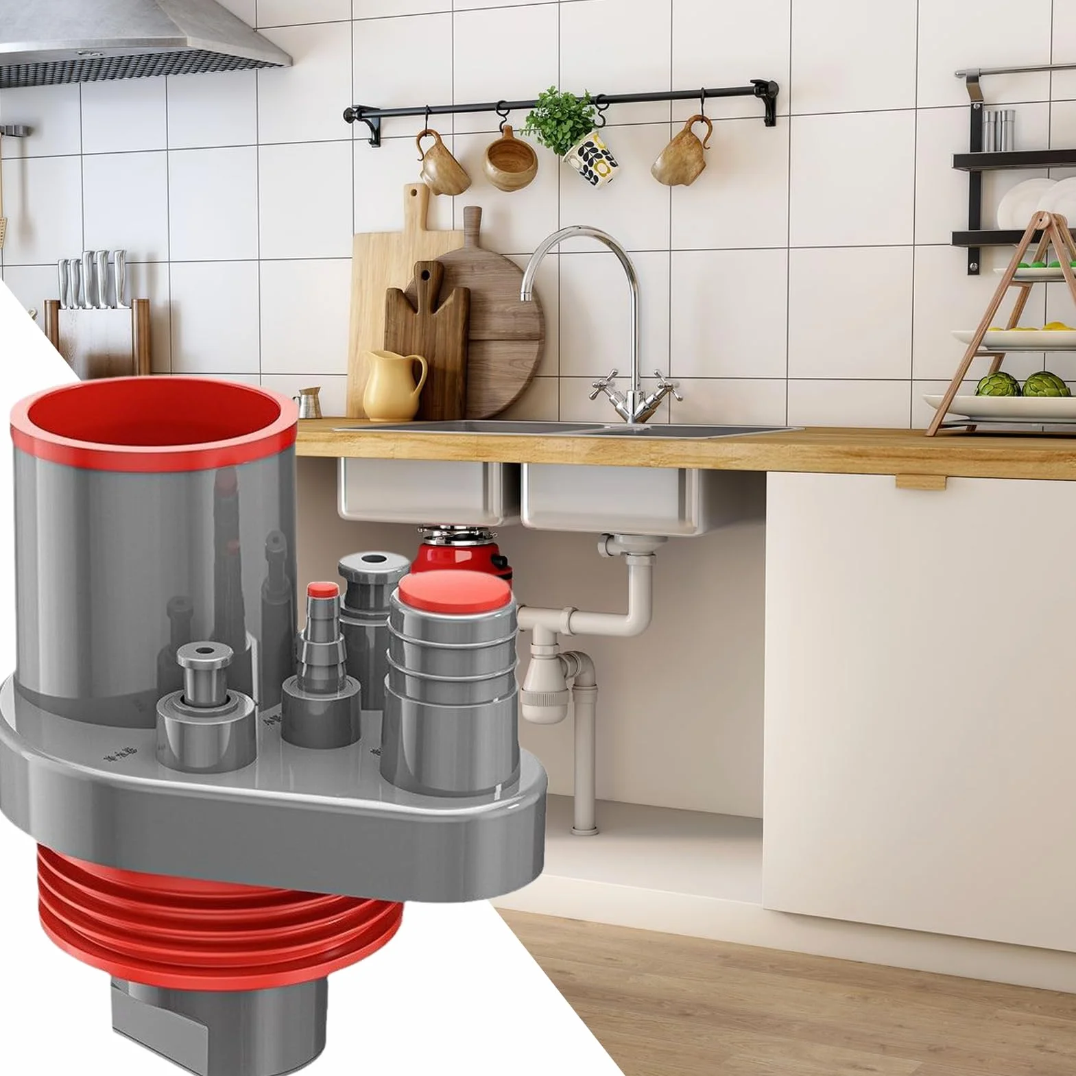 Rura odpływowa do zlewu kuchennego, zestaw hydrauliczny do zlewu | Adaptery Kanalizacyjne Do Rury Pralni, Prysznic, Wanna, Komercyjne, Samochód kempingowy, Łazienka