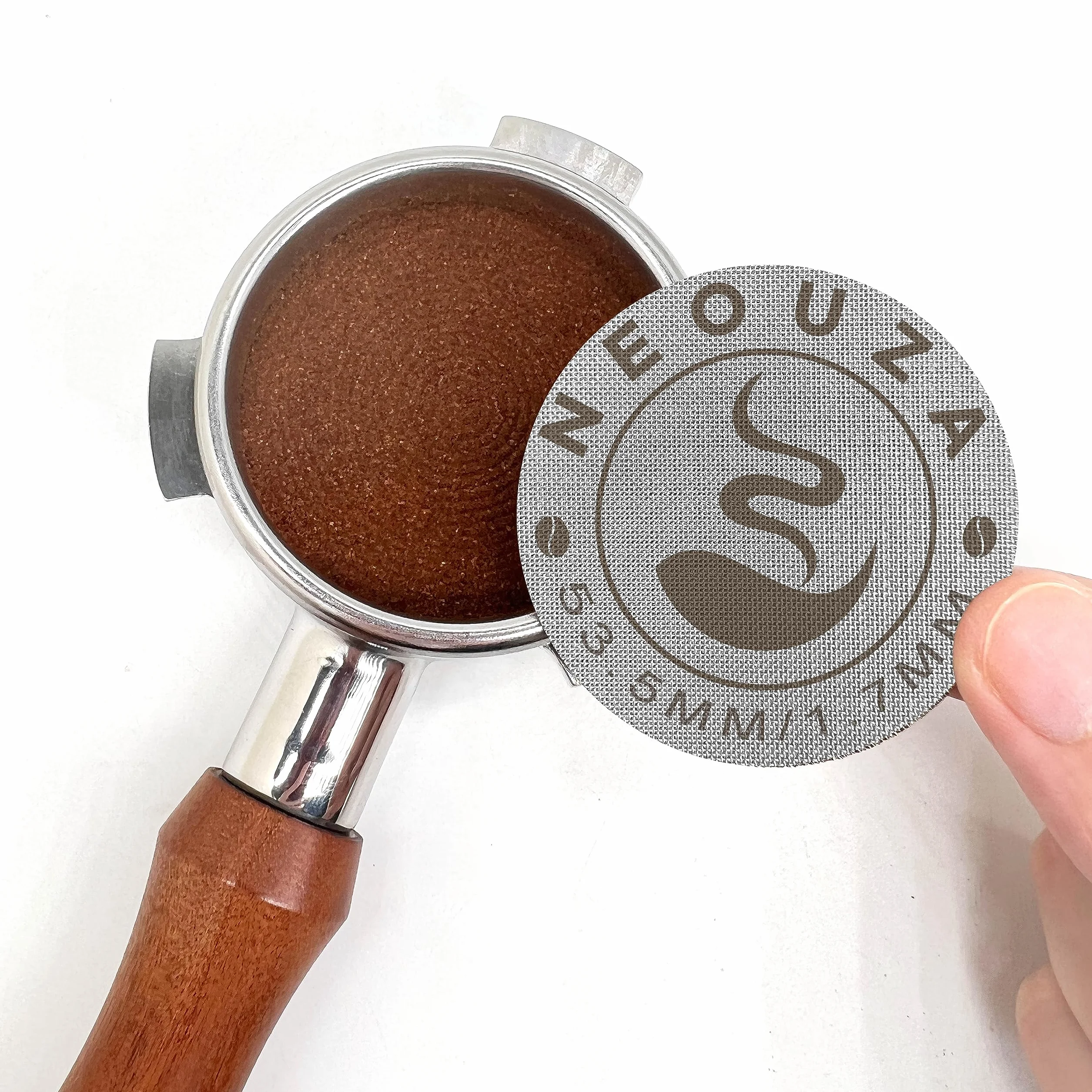 NEOUZA Krążek do espresso, 53,5 mm, wielokrotnego użytku, 1,7 mm, grubość 150 μm, stal nierdzewna, profesjonalny, dla baristy, filtr do kawy, siatka, do kolby, portafilter