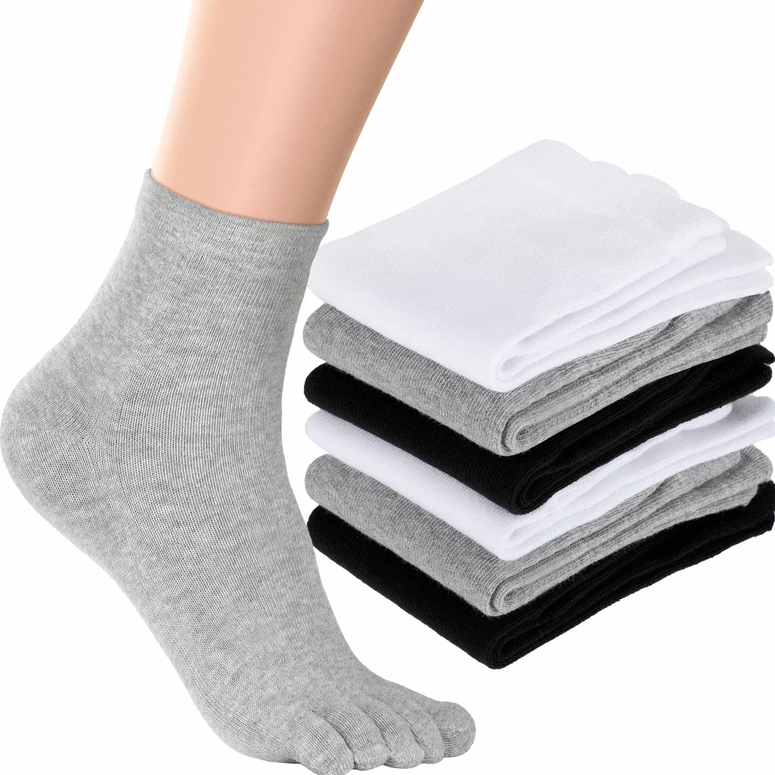 Bencailor 6 Paar Fünf Zehensocken Baumwollsocken für Damen Herren