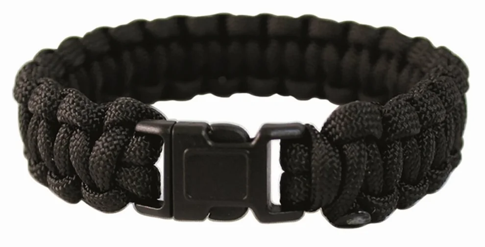 Mil-Tec Paracord opaska na nadgarstek, 22 mm, czarna, Czarny, M