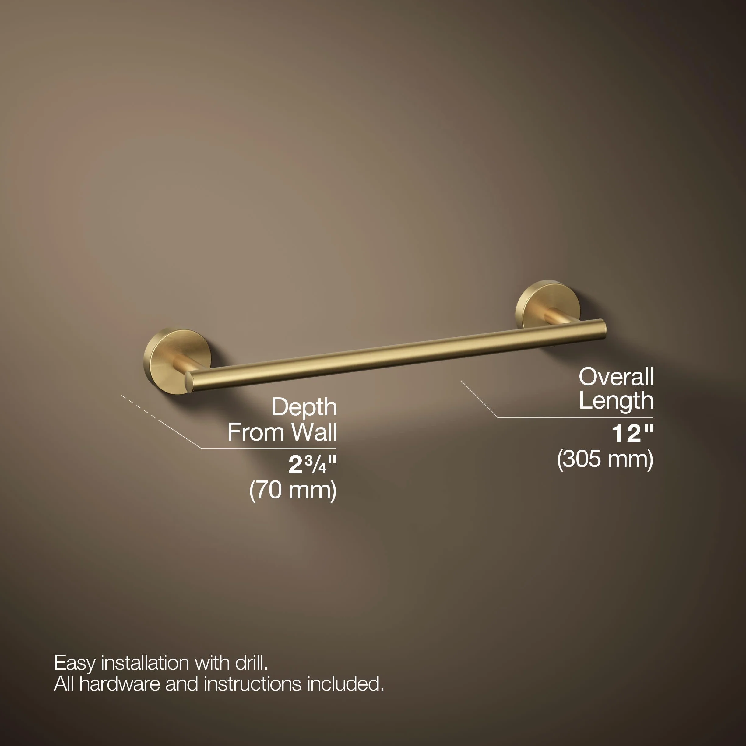 Kohler 27288-2MB Elate wieszak na ręczniki, szczotkowany mosiądz