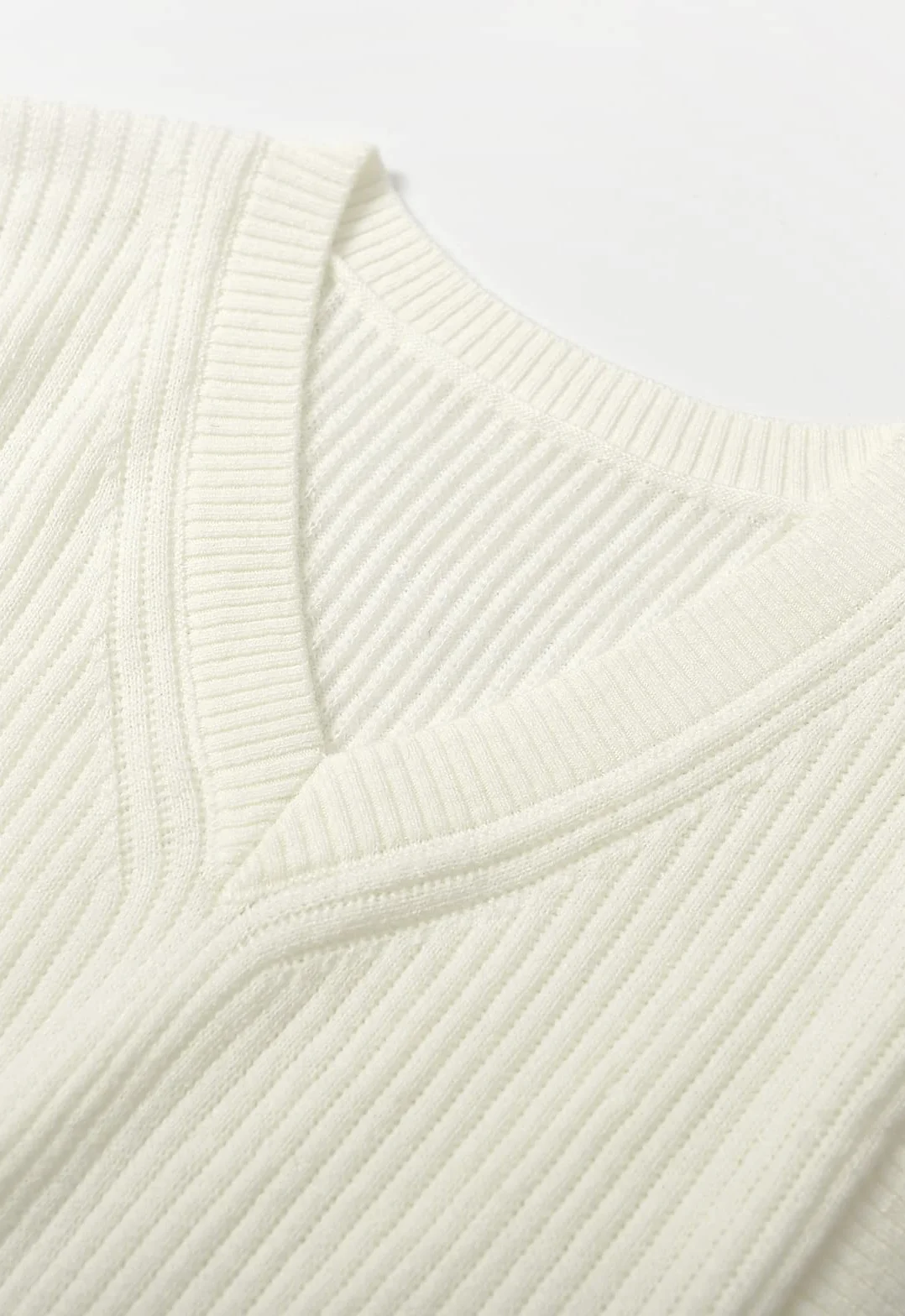 Męski sweter z dzianiny z dekoltem w serek kamizelka zwykły sweter bez rękawów dzianina luźny krój na wszystkie mecze topy, White, S