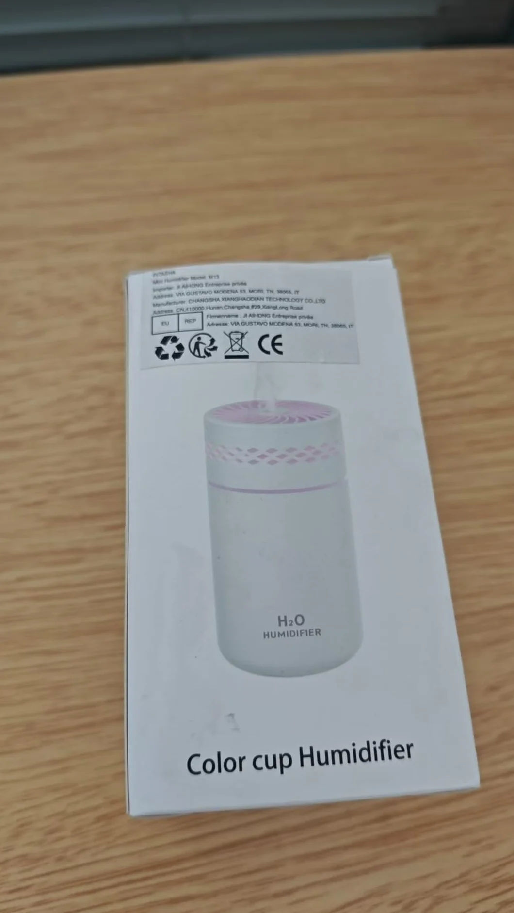 Mini nawilżacz powietrza 260 ml ultradźwiękowy cichy z nocnym światłem i automatycznym wyłączaniem biały