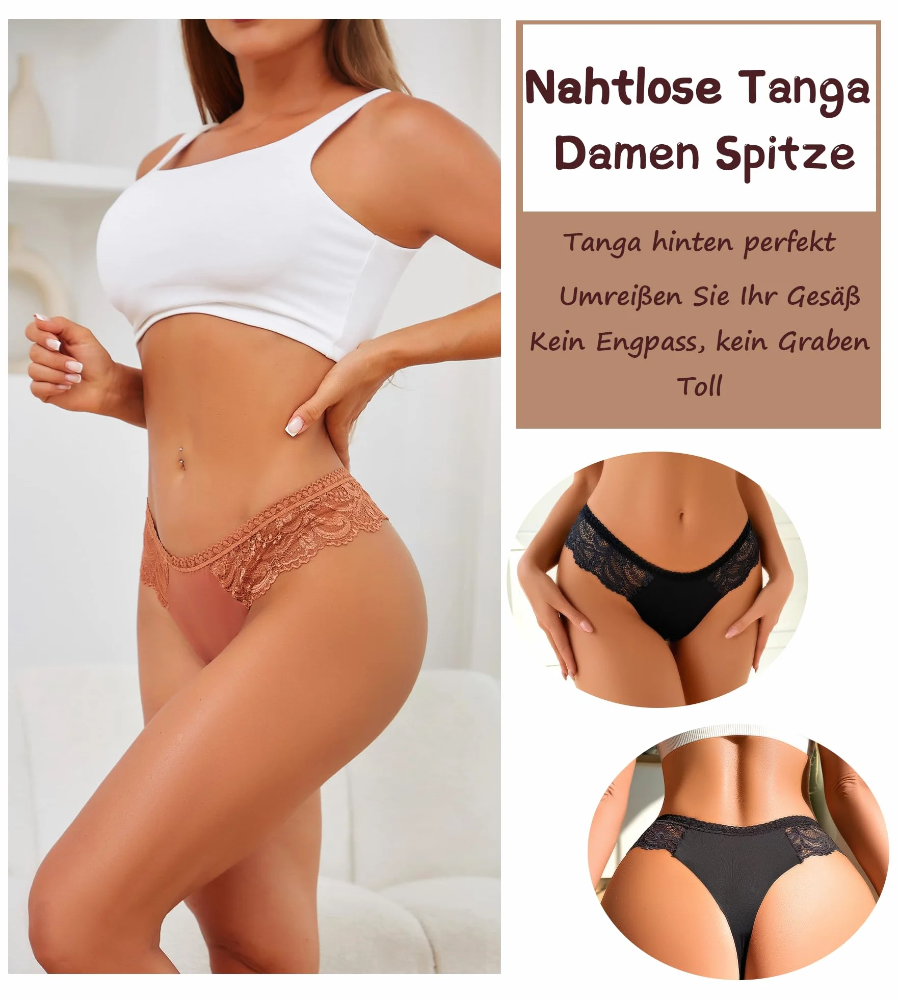 READY TO LOVE Stringi damskie koronkowe, bezszwowe majtki, seksowna bielizna damska, bezszwowa, niewidoczna koronka, zestaw bielizny damskiej, bezszwowe majtki damskie, zestaw 6 sztuk