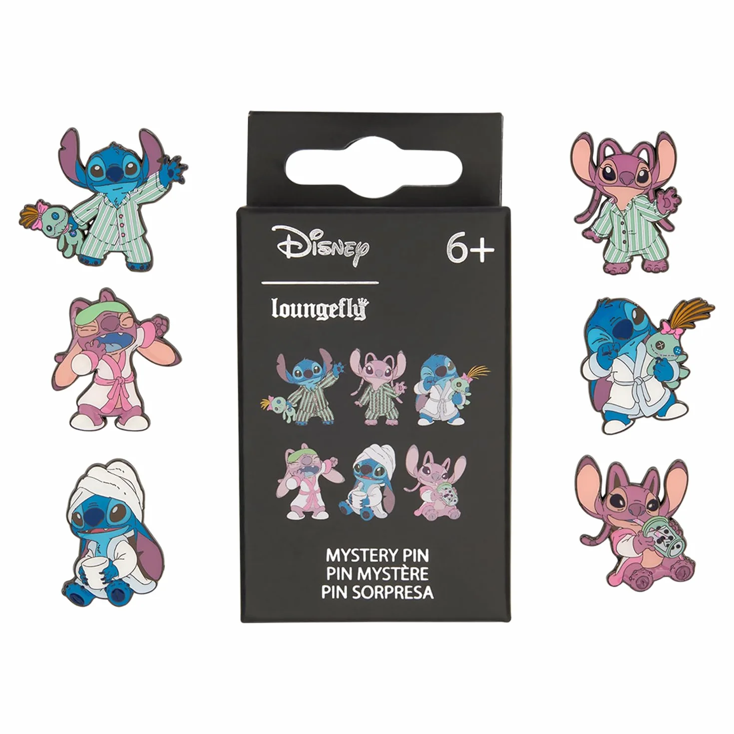 Loungefly - Disney - Stitch - Stich & Angel w piżamie emaliowana przypinka - 1 z 6 do kolekcjonowania - różne style - Lilo i Stitch - emaliowane przypinki - urocza broszka kolekcjonerska - do plecaków