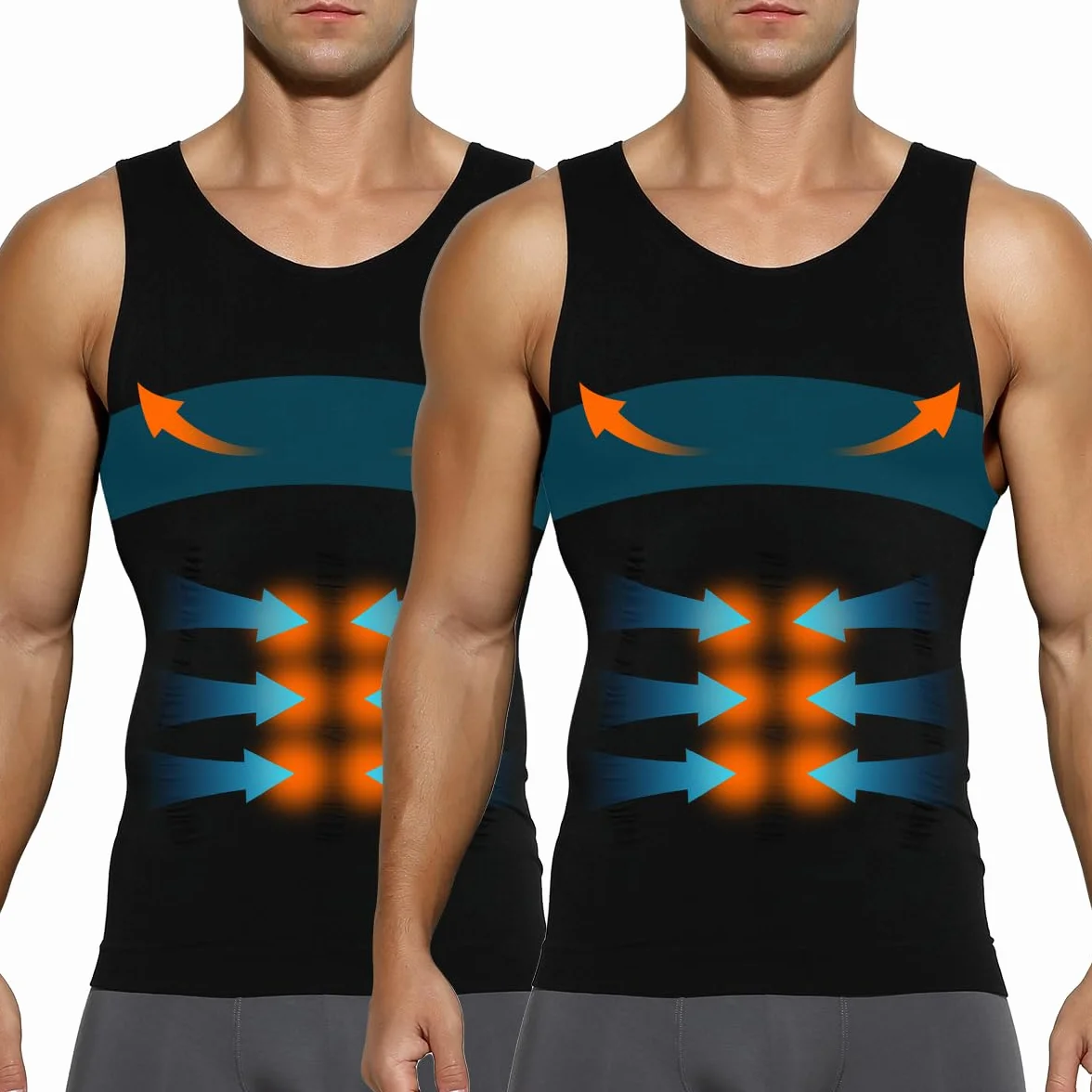 Casey Kevin 2-pak Shapewear męska koszulka kompresyjna wyszczuplająca brzuch tank top