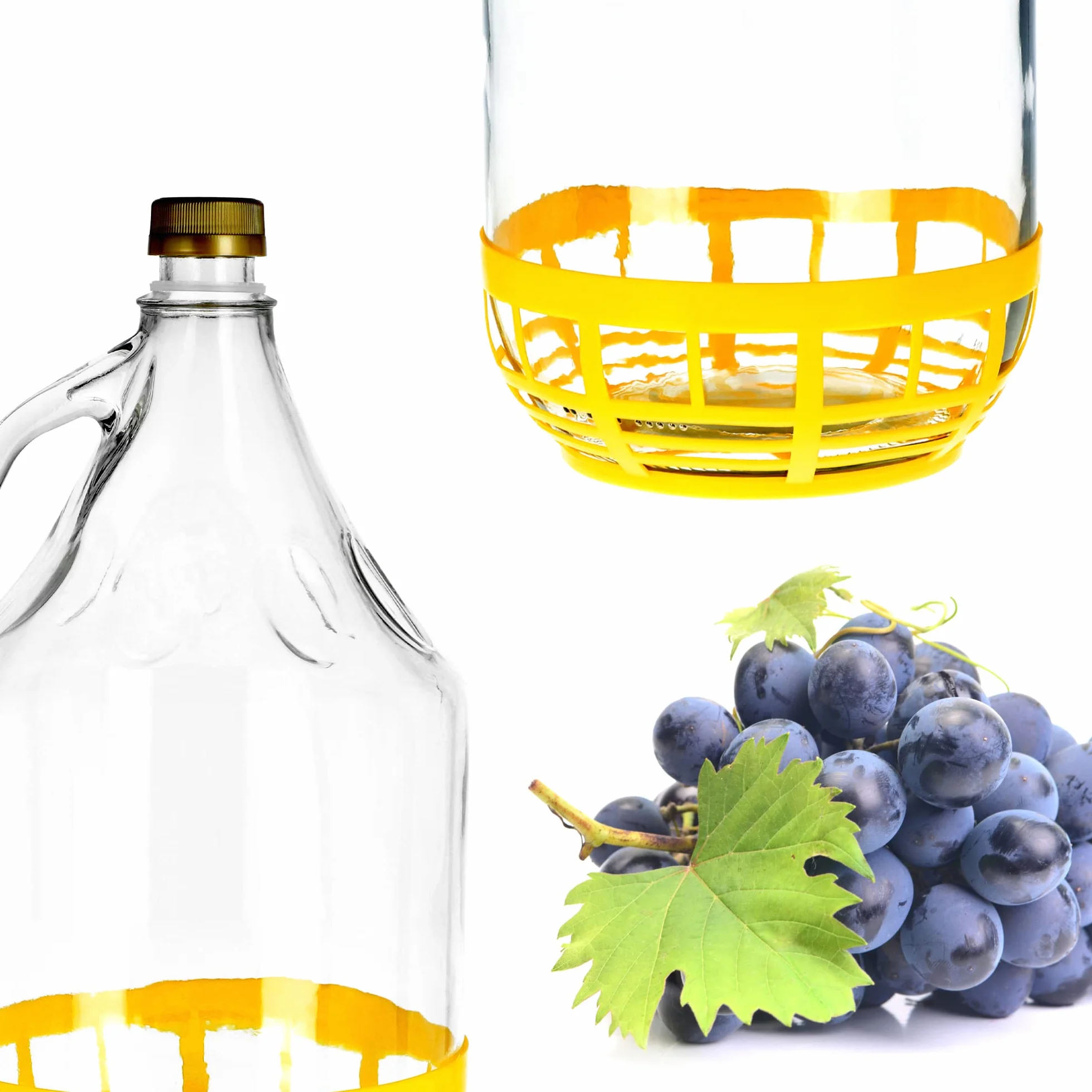 KADAX Zestaw 2 szt. gąsior szklany do wina 5 l z koszem ochronnym, fermentacyjny, do nastawu i przechowywania, stabilny i łatwy w czyszczeniu