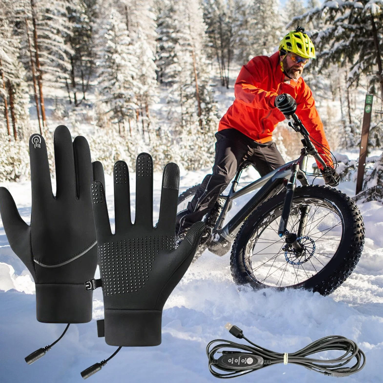Ogrzewane rękawice USB, wiatroszczelne, ogrzewane przez USB, ogrzewacz dłoni, regulowana temperatura, do uprawiania sportu, wędrówek, snowboardu, narciarstwa, kempingu, jazdy na rowerze, wędkowania