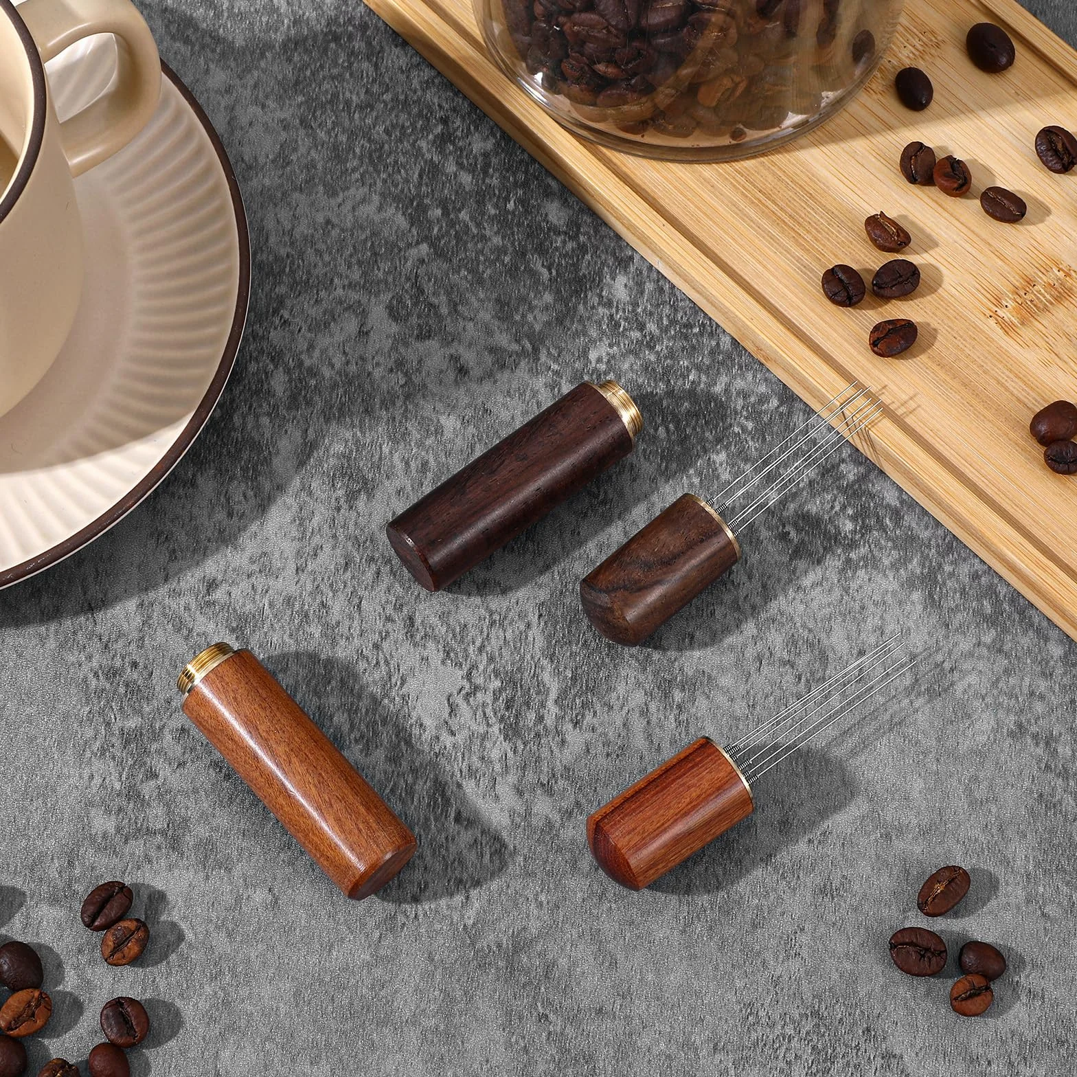 Akcesoria do kawy igły do kawy 0,4 mm drewniany uchwyt stojak mikser espresso