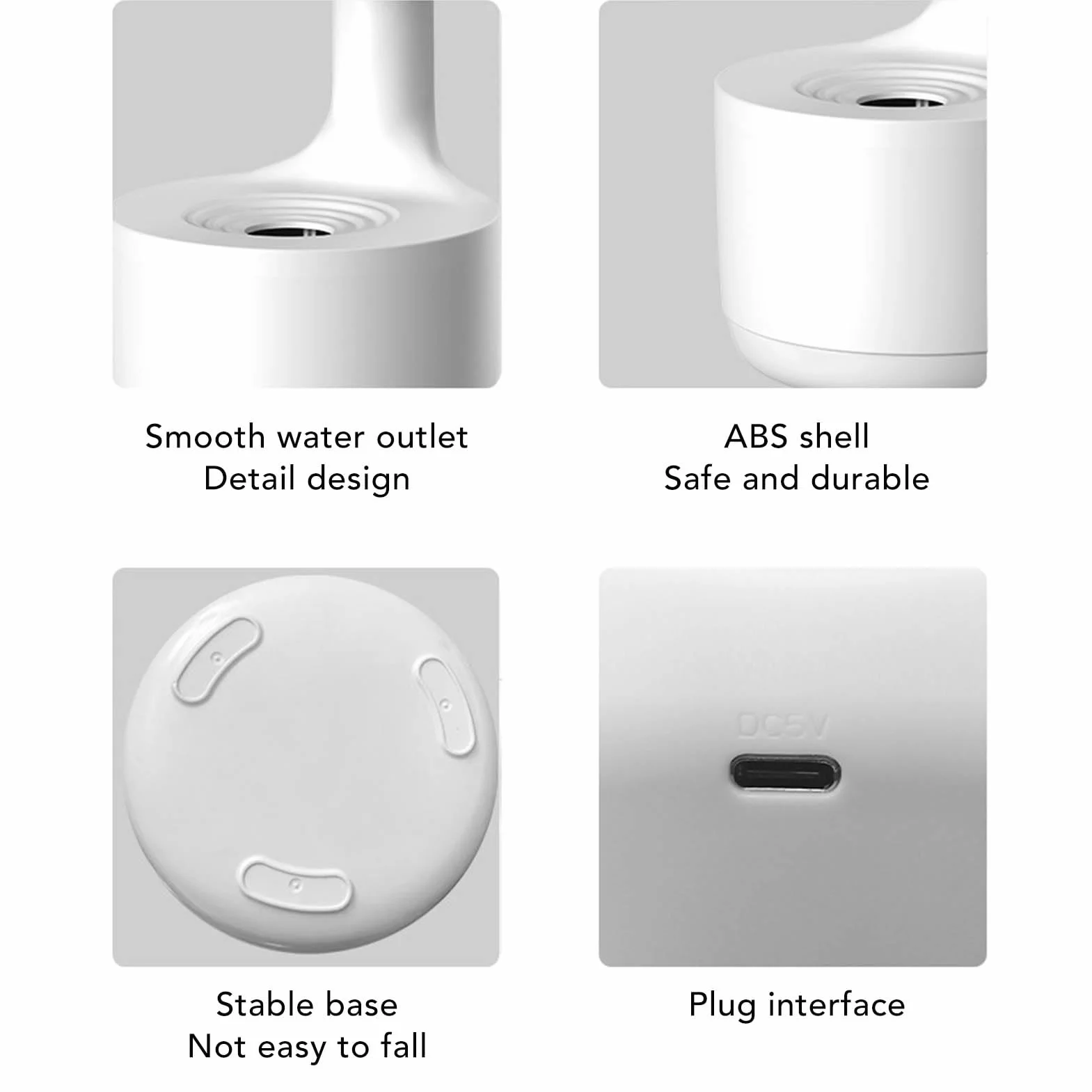 Nawilżacz kropli wody antygrawitacyjny, 800 ml nawilżacz mgły chłodzącej USB z lampką nocną, cichy nawilżacz powietrza z kroplami wody, zegar LED do domu, sypialni, biura (Biały)