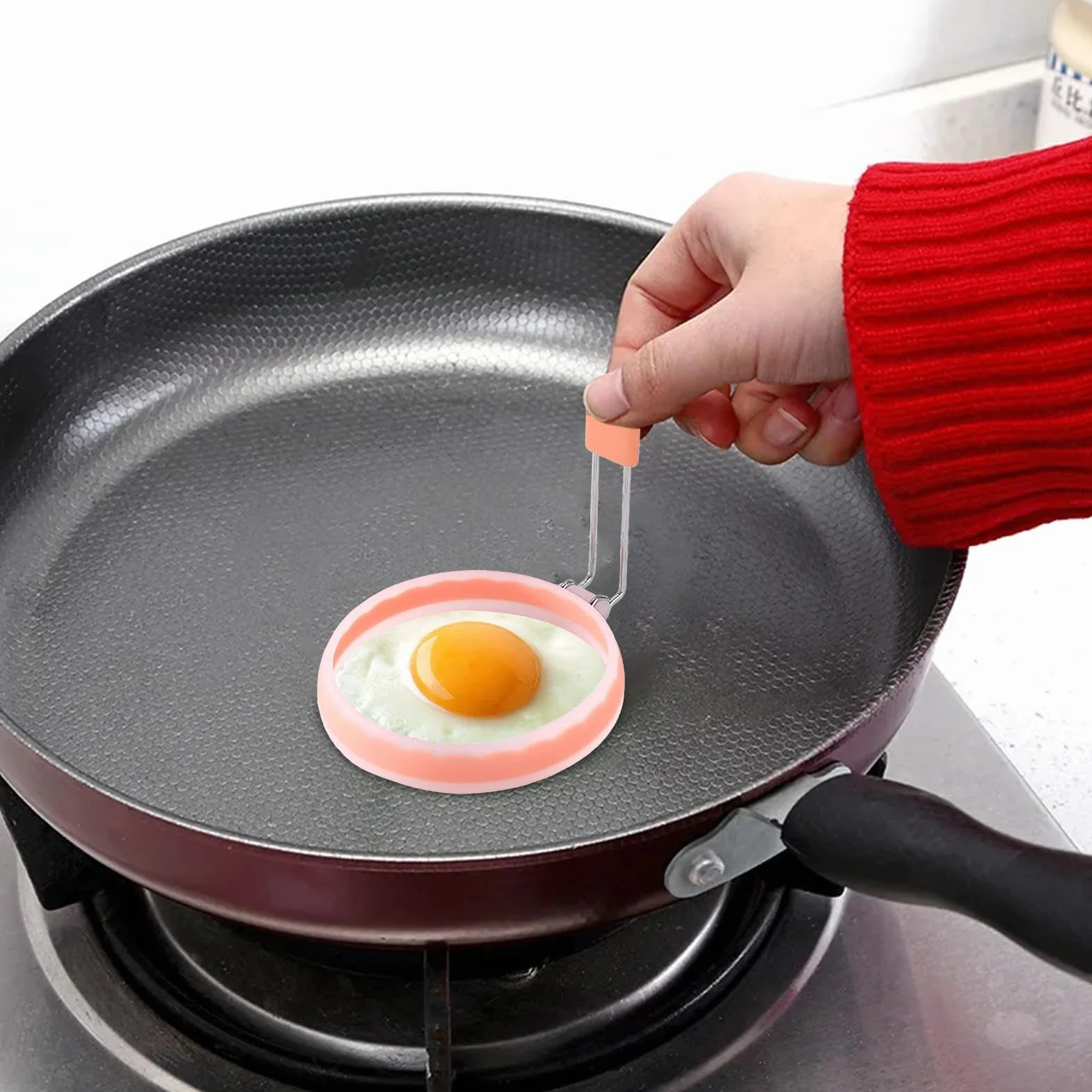 Silicone Egg Rings Non-Stick Round Egg Ring Mold Portable Frying Egg Cooking Rings For Breakfast Sandwiches