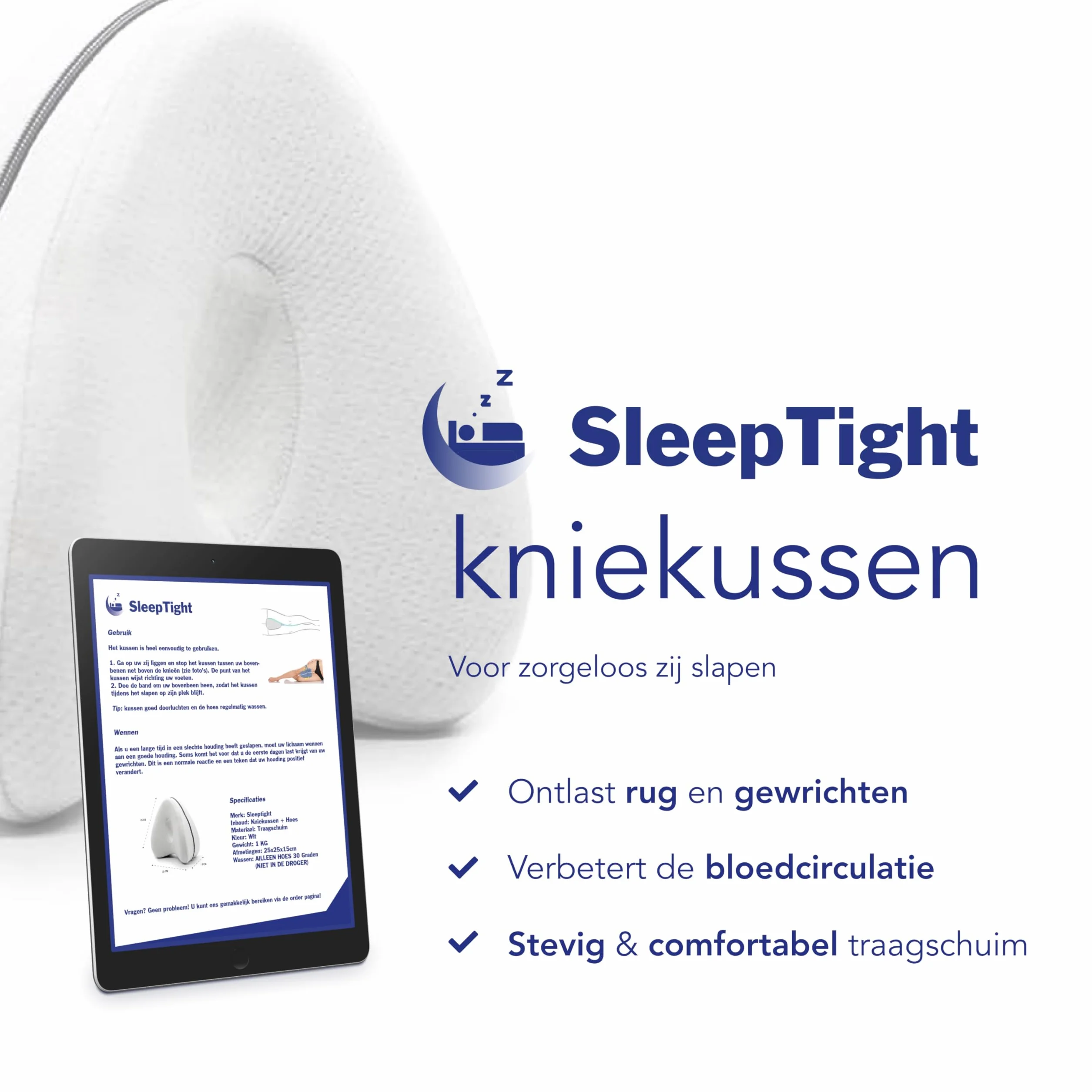 Sleeptight Ortopedyczna poduszka na kolana z paskiem, łagodząca ból, do spania na boku