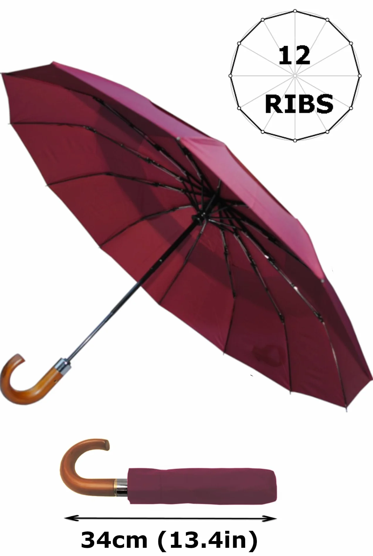 COLLAR AND CUFFS LONDON - Rzadki kompaktowy parasol z 12 żebrami, 4 dodatkowe dla wytrzymałości - 80 km/h mocna wzmocniona wiatroszczelna rama z włókna szklanego - wentylowany baldachim - automatyczne