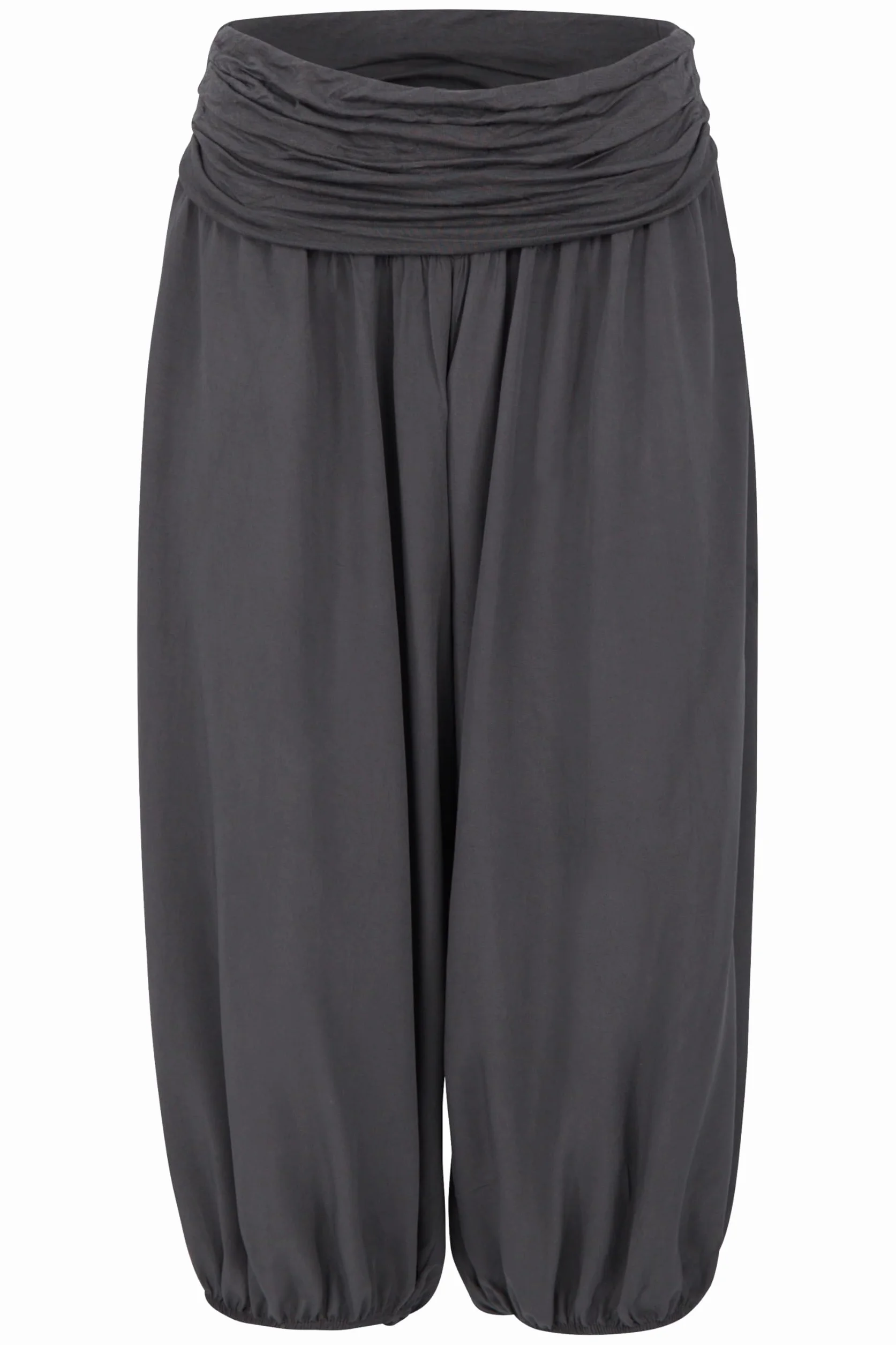 Malito – damskie spodnie haremki – czółenka z bawełny – krótkie spodnie materiałowe na lato – spodnie pluder Capri do tańca, relaksu i jogi – spodnie do kolan 1483 (OneSize XS-XL)