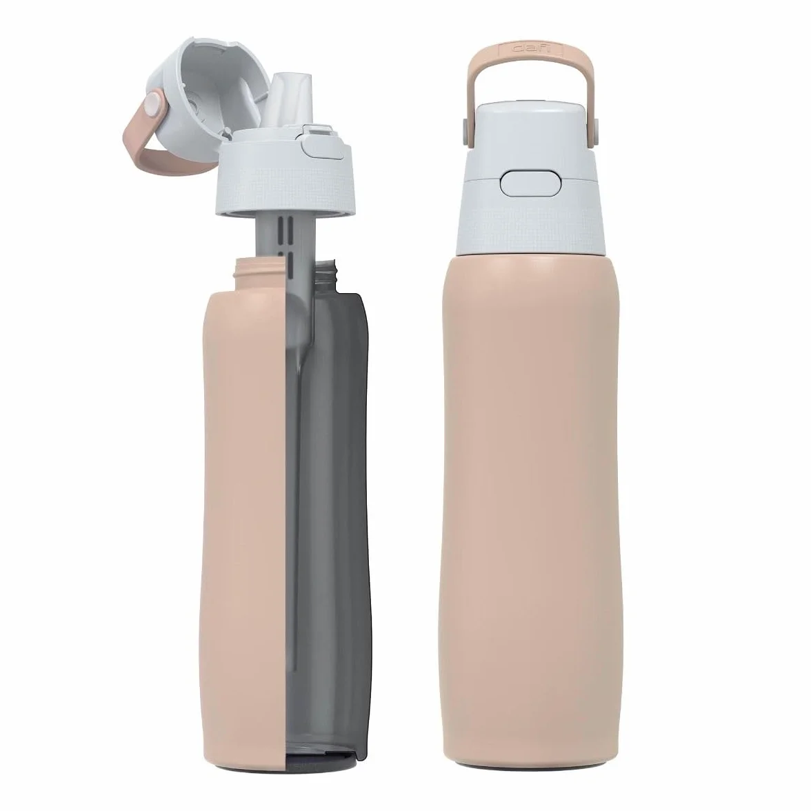 DAFI Butelka filtrująca Solid Steel 0,8 l Cappuccino - Butelka ze Stali Nierdzewnej z Filtrem węglowy - Utrzymuje temperaturę do 24 godzin, Idealna do pracy, szkoły, siłowni, w podróż