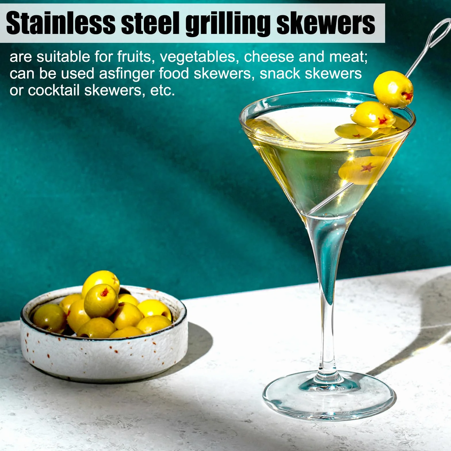 Szpikulce do szaszłyków ze stali nierdzewnej 10 cm, metalowe igły do grillowania 60 sztuk