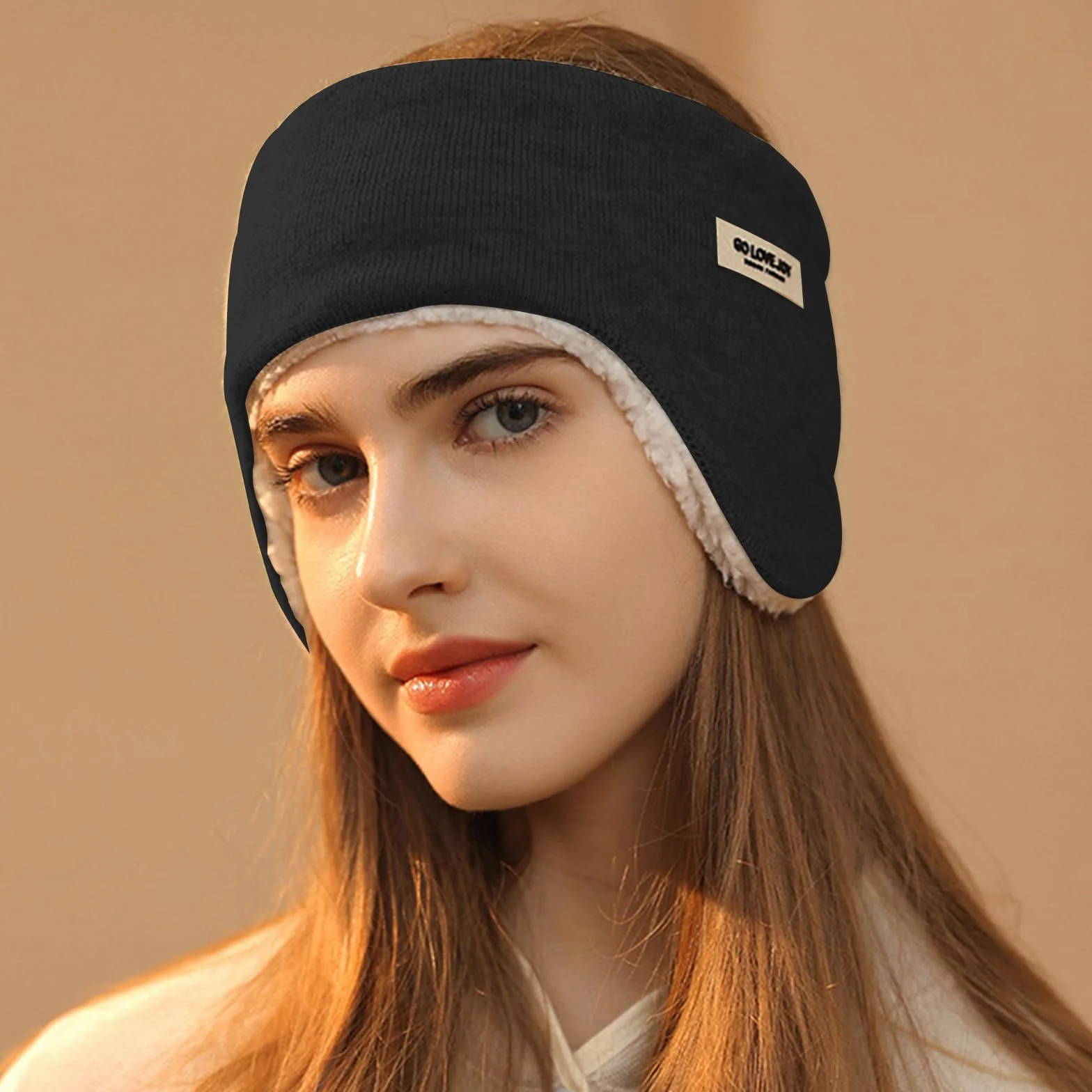 Męskie i Damskie Nauszniki Zimowe, Czarne, Ciepłe, Klasyczne Nauszniki do Jazdy na Rowerze, Wędrówek, Jazdy na Nartach, Snowboardzie, Jogi