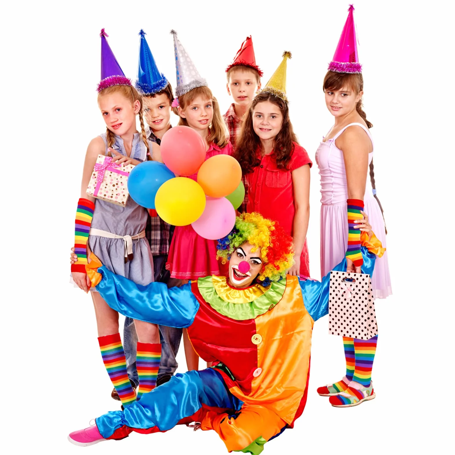 WLLHYF Zestaw skarpet w tęczowe paski, długie dzianinowe podkolanówki ocieplające bez palców, rozciągliwe rękawiczki, akcesoria cosplay, Halloween, Boże Narodzenie, Nowy Rok, kostiumy dla kobiet,
