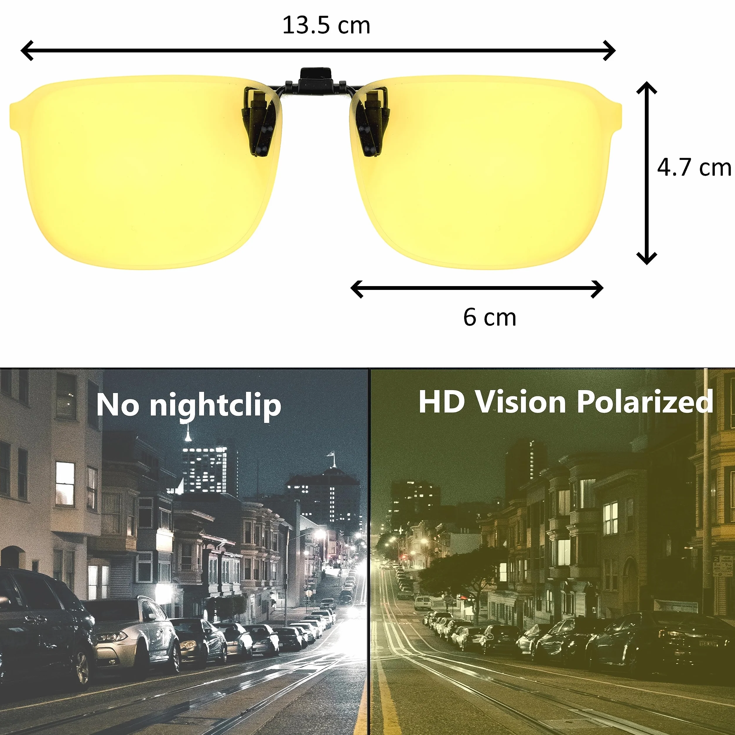 Polaryzowane okulary do jazdy nocnej, klips dla osób noszących okulary, okulary noktowizyjne dla kierowców, ultralekkie, dla mężczyzn i kobiet, okulary żółte