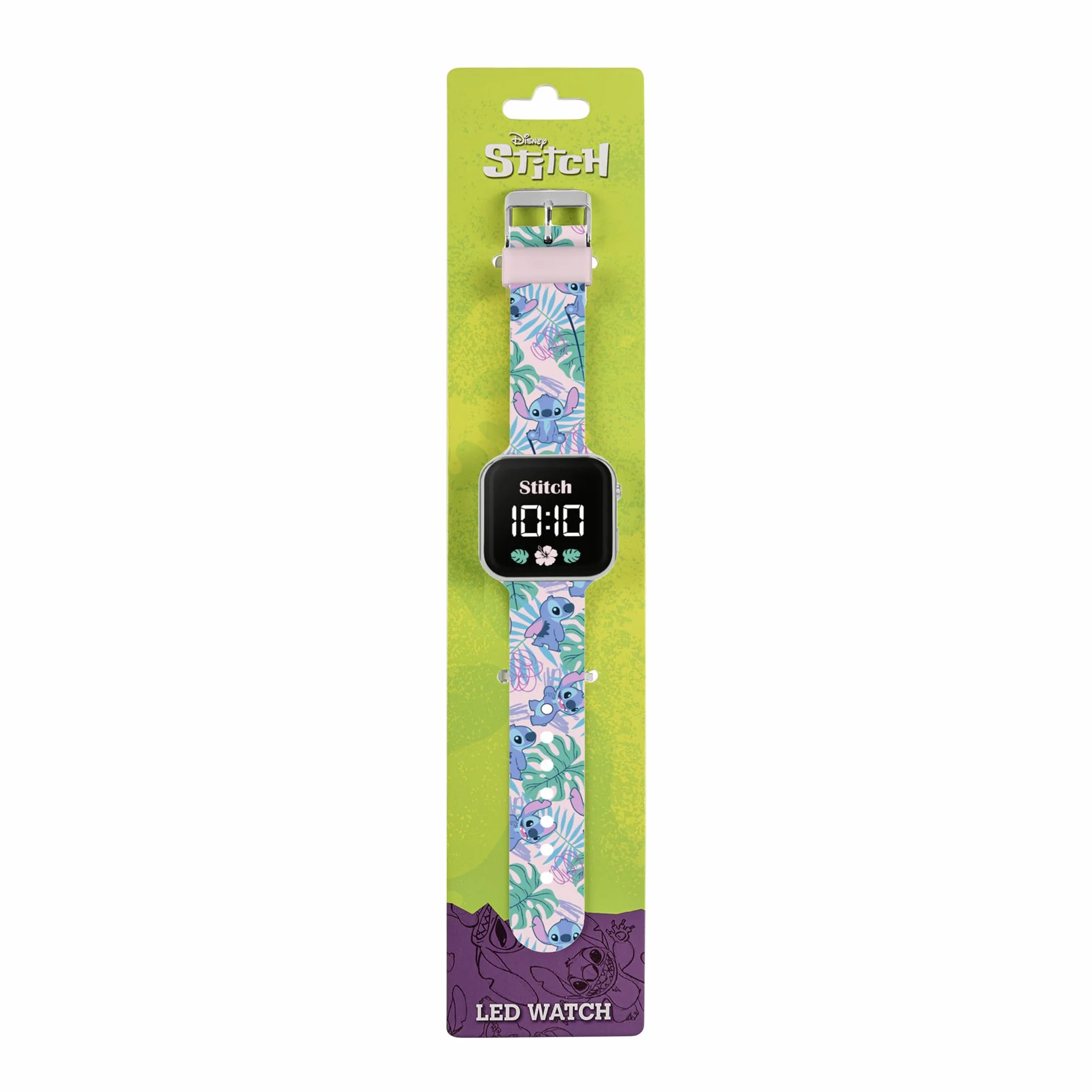Disney Dzieci Lilo & Stitch LED kwarcowy silikonowy pasek niebieski zegarek LAS4091, wielobarwny, Nowoczesny