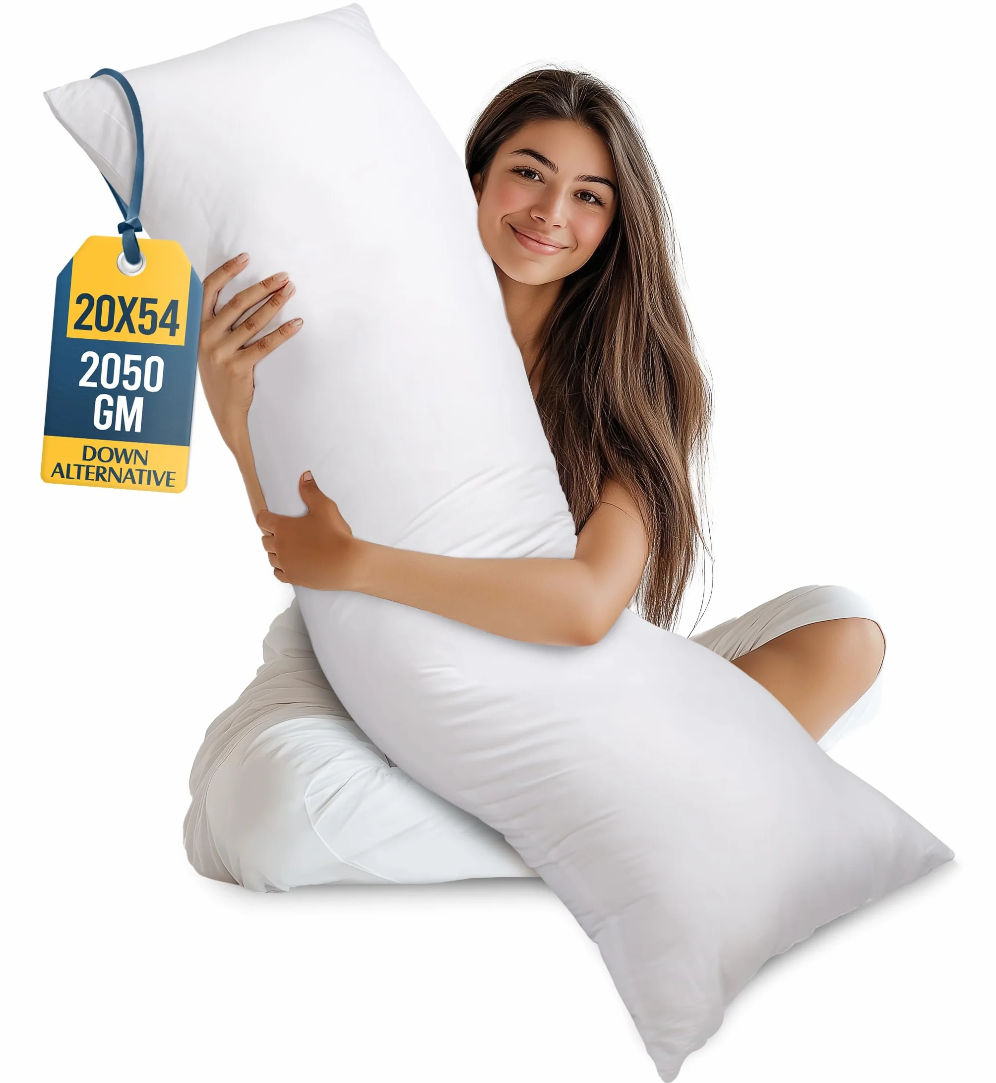 Utopia Bedding Poduszka na całe ciało długa do spania dla dorosłych śpiących na boku biała 50 x 137 cm