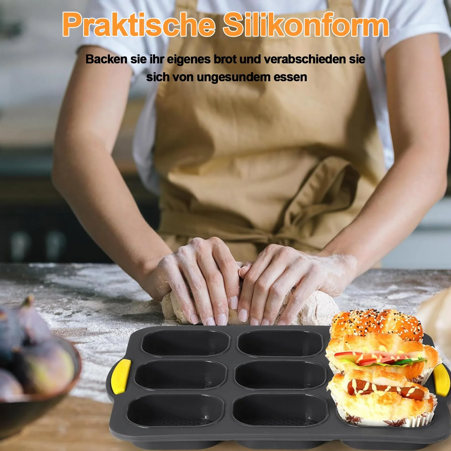 Forma do pieczenia bułek, 9 pustych przestrzeni, forma do pieczenia bułek, silikonowa forma do pieczenia chleba, nieprzywierająca, do pieczenia w domu