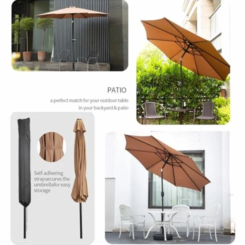 Parasol tarasowy przesunięty - Parasol na zewnątrz do ogrodu przy basenie pokładu trawnika - Przenośny parasol plażowy z UPF50+ ochrona przed przyciskiem nachyleniem i korbem ułatwiającym użytkowanie