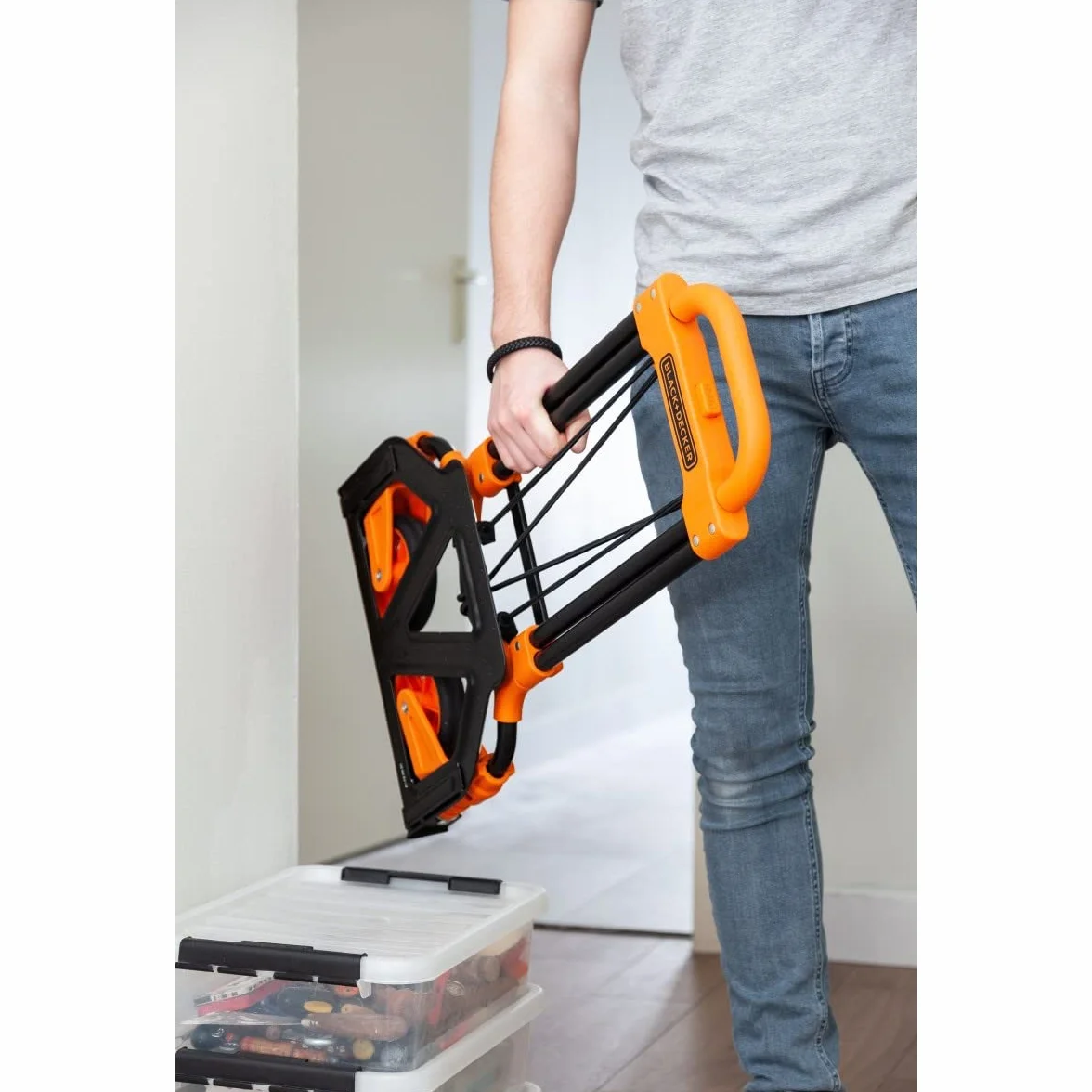 BLACK+DECKER Składany wózek transportowy BXWT-H200 – składany wózek transportowy – wózek do koszenia – lekki – obciążenie użytkowe 65 kg