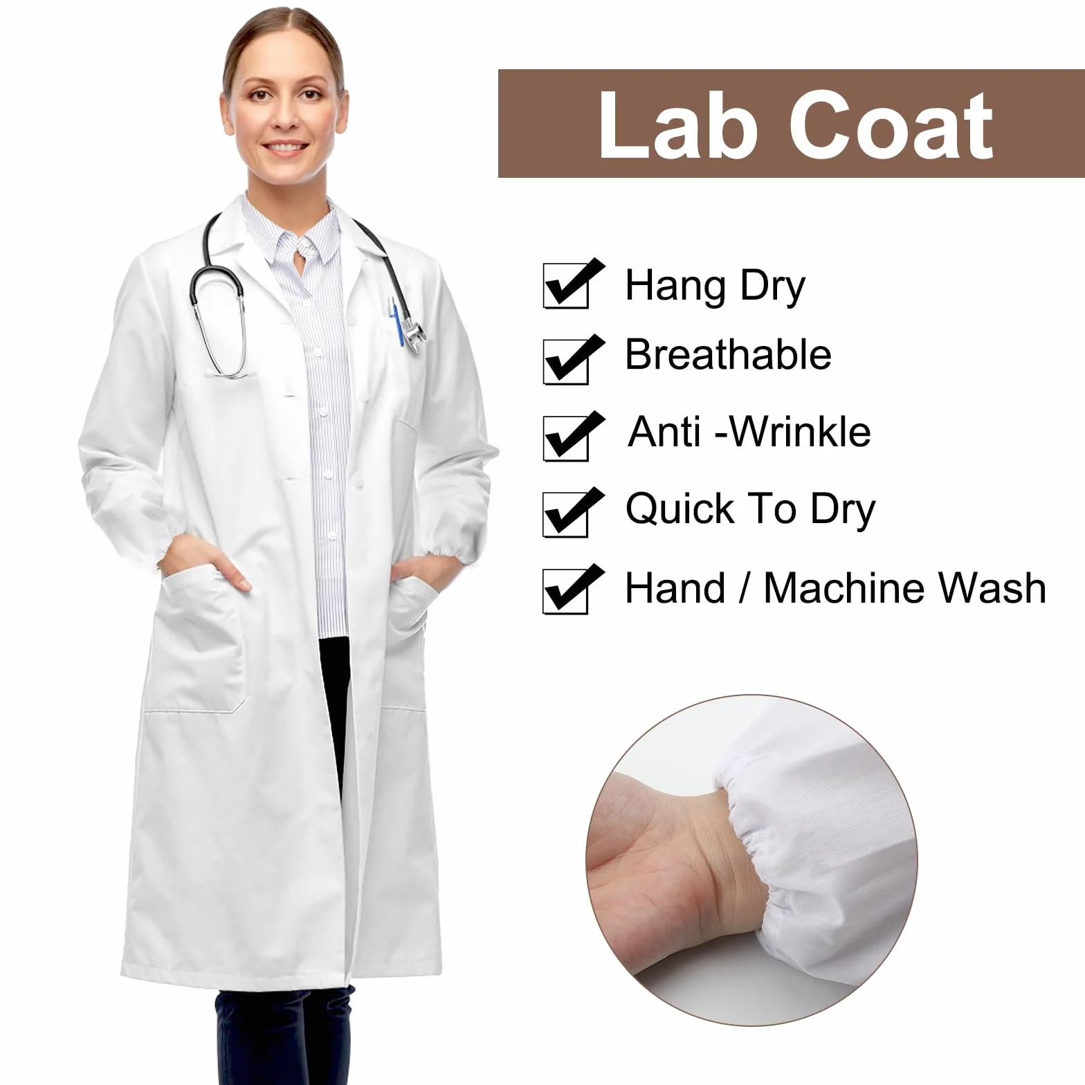 Biała bluzka laboratoryjna dla kobiet i mężczyzn laboratorium chemia laboratoryjna bluzka lekarska unisex dla studentów laboratorium naukowiec pielęgniarka cosplay XXL 180
